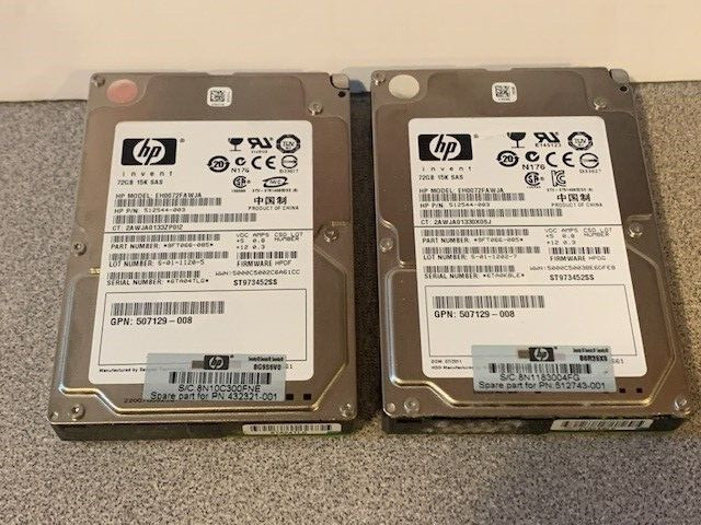 💥 Lot of 2 HP 72Gb SAS 15K 2.5 DP 6g No Caddy EH0072FAWJA 512544-003 418398-001