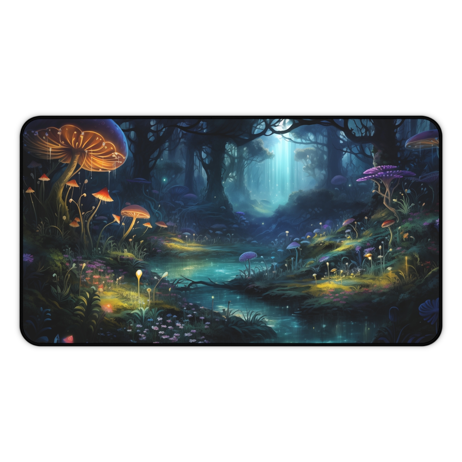 Bioluminescent Flora Deskmat - Nature Design, Realistic Image, Mushroom Desk Mat