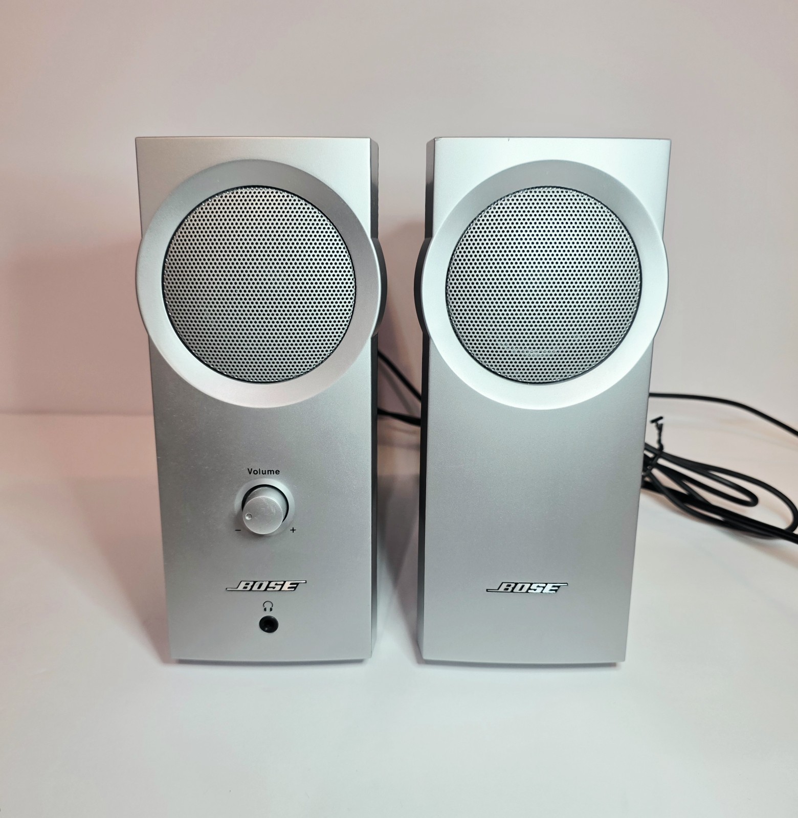 BOSE Companion 2 Multimedia Computer Speakers Silver Power Supply & Cords Tested