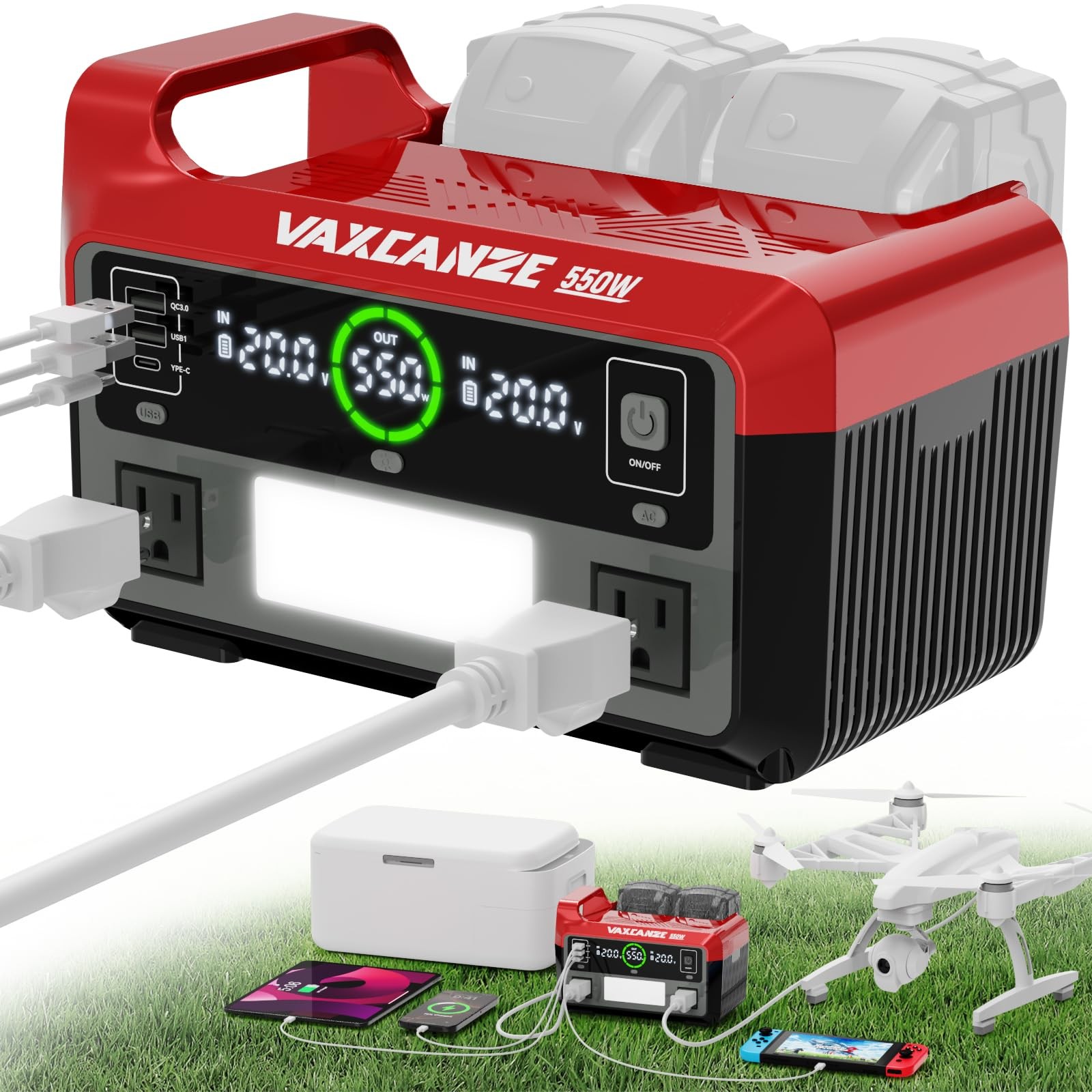 550W Power Inverter for Milwaukee, DC 20V to AC 110V Pure Sine Wave, Portable...
