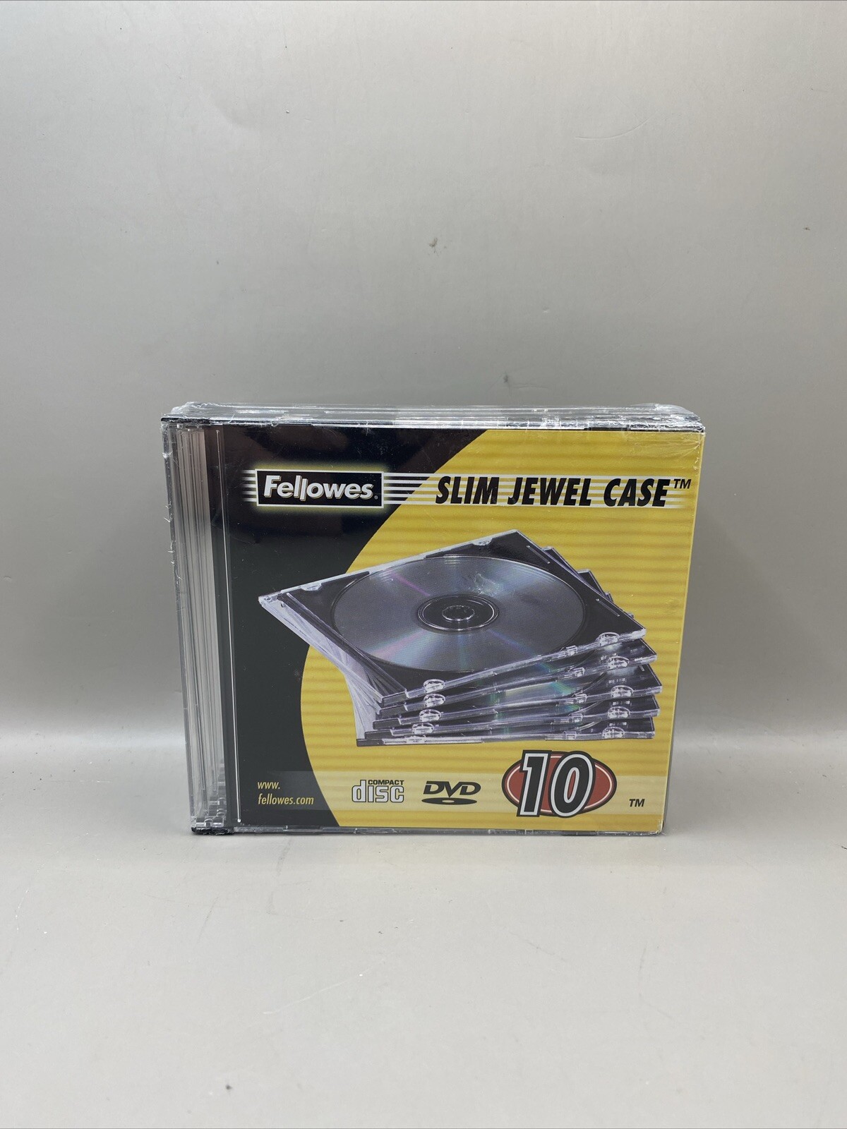 Fellowes Slim Jewel Case - Clear / Black - 10 Pack - 98309 - New / Sealed