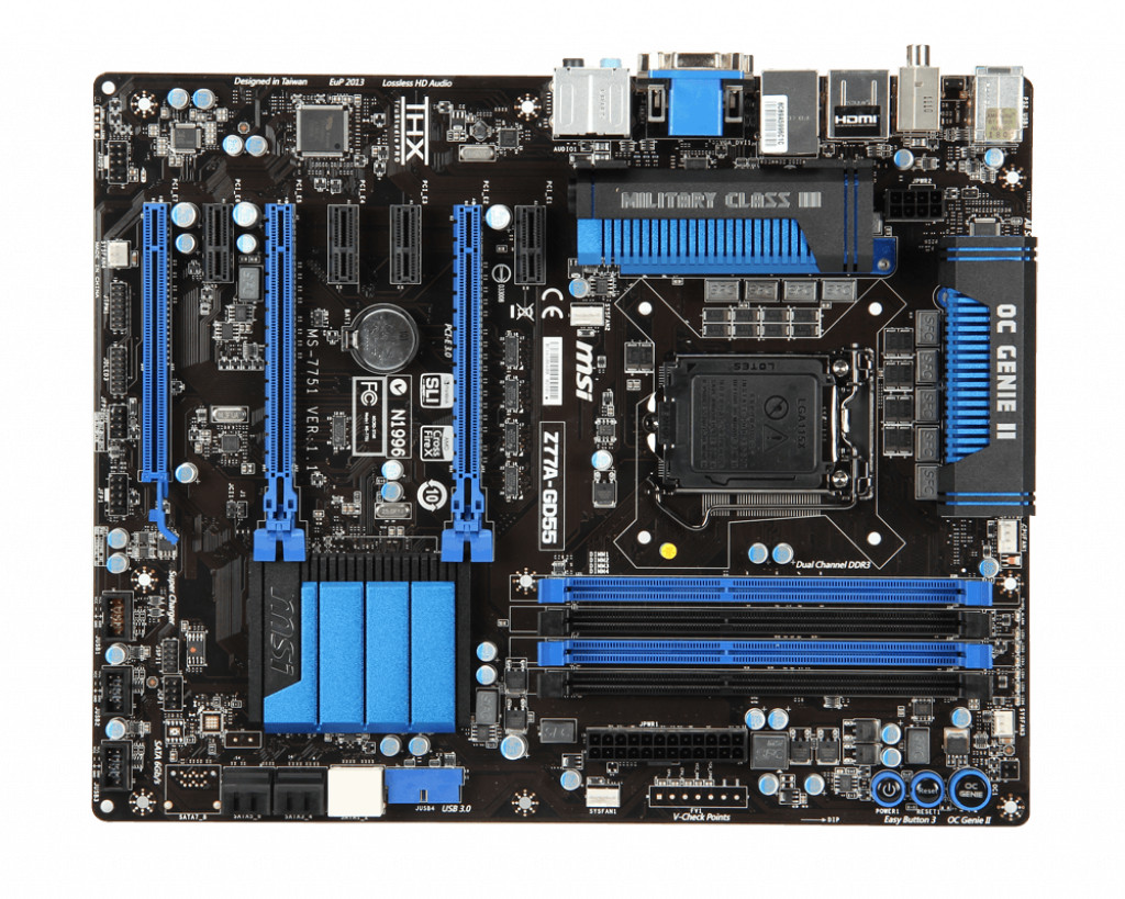 MSI Z77A-GD55 motherboard Z77 LGA1155 4*DDR3 32G DVI+VGA+HDMI ATX Tested ok