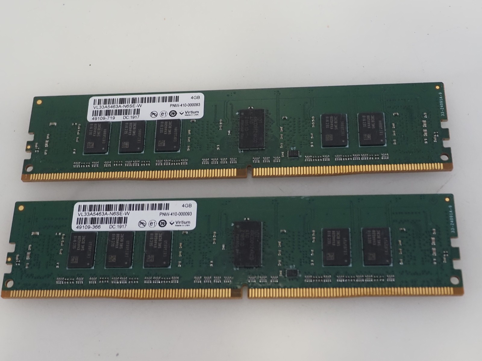 Lot of 2 Virtium 8GB (2x4GB) DDR4 Memory RAM VL33A5463A-N6SE-W