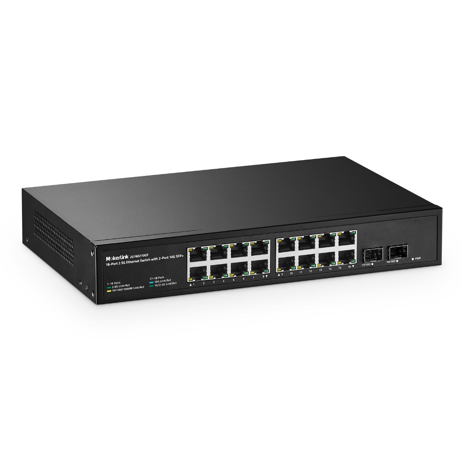MokerLink 16 Port 2.5 Gigabit Ethernet Switch with 2x10G SFP+, 16 x 2.5G...