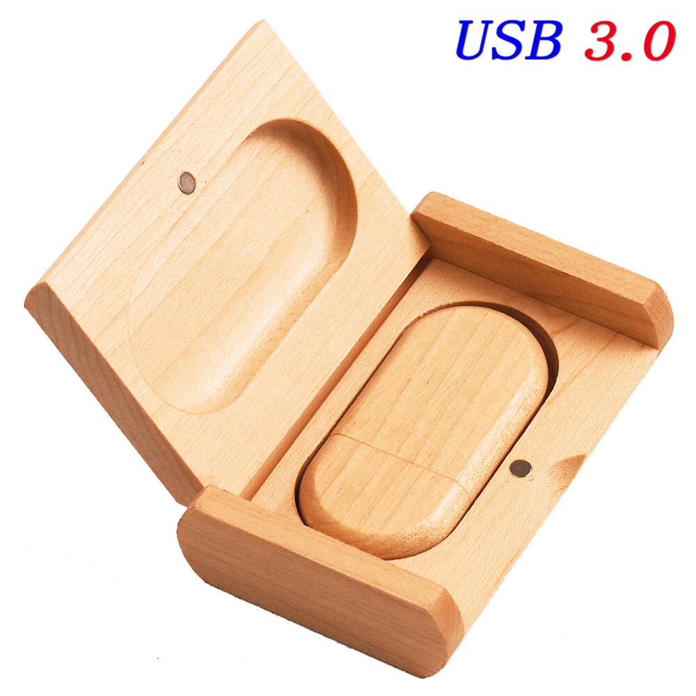 High-Speed 4GB-32GB-64GB-128GB USB 3.0 Flash Drive Engraved Logo Wood Gift Box