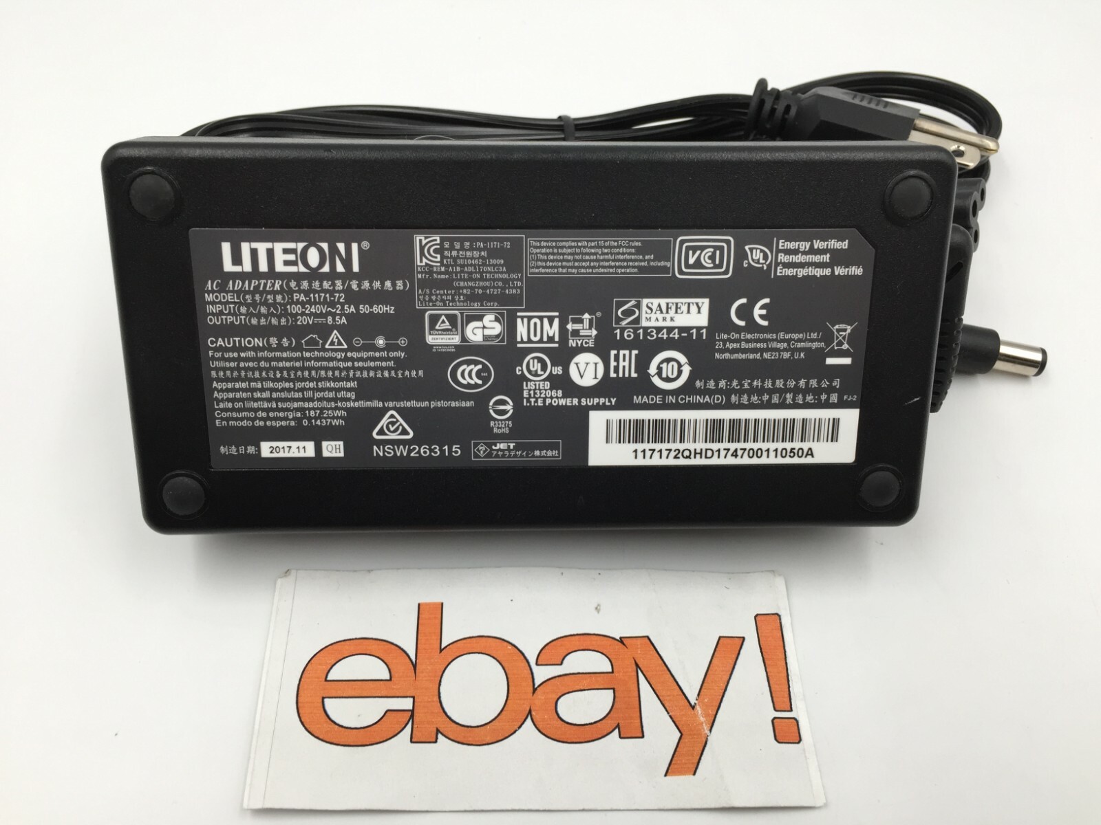 GENUINE LITE-ON 20V 8.5A 170W for Elgato Thunderbolt 3 dock PA-1171-72