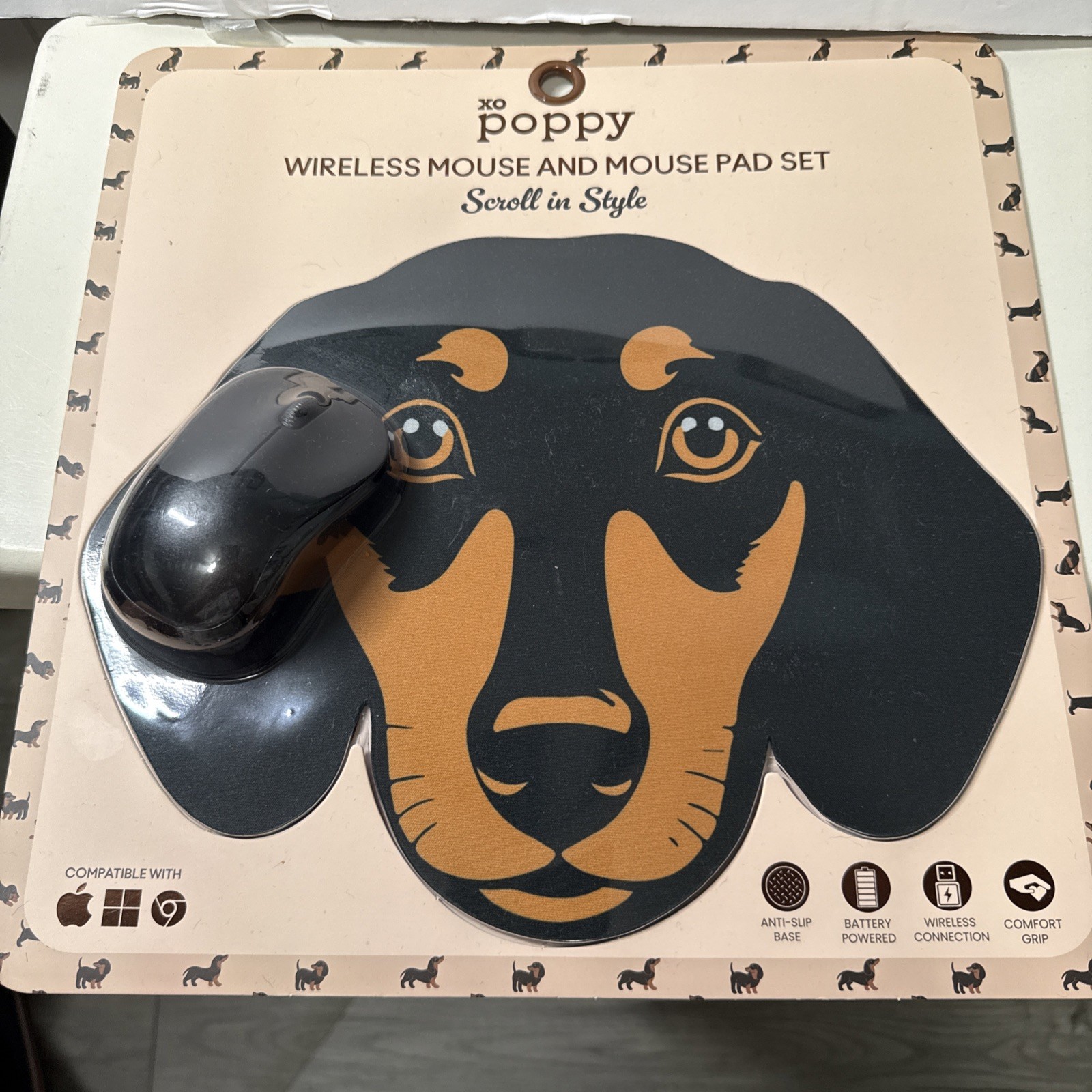 NEW Dachshund Mouse Pad & Dachshund Wireless Mouse By XO Poppy, NIP