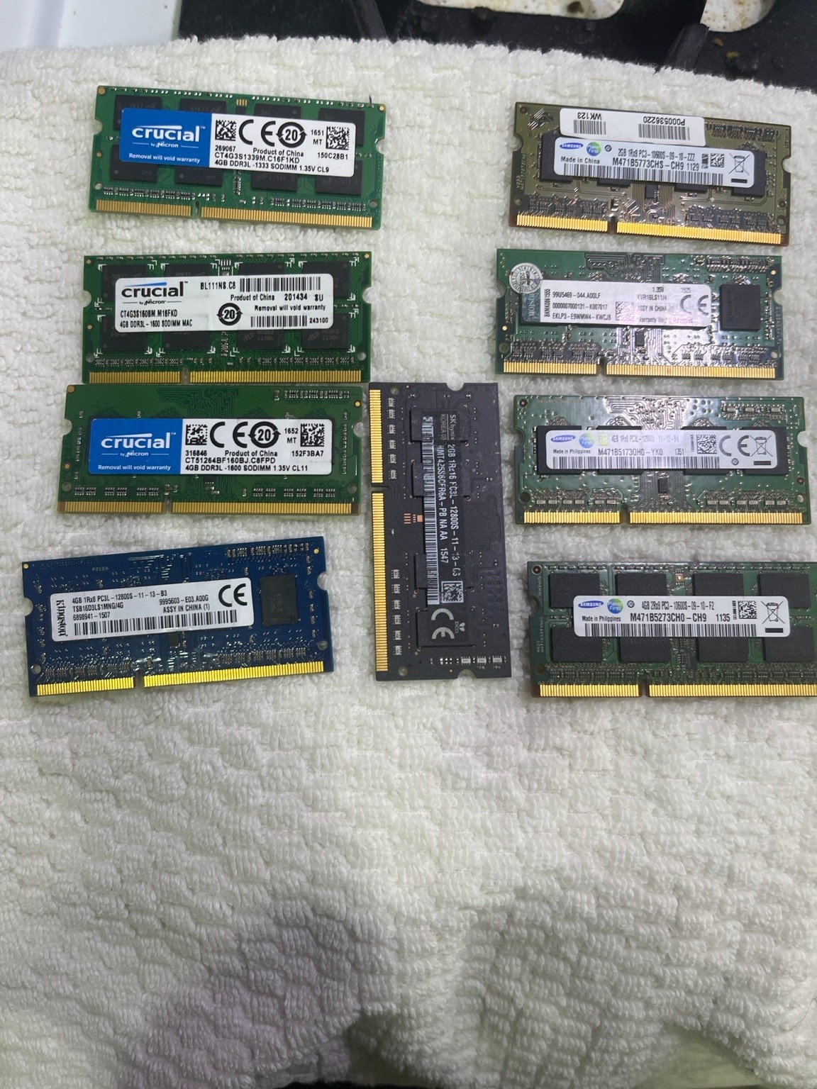 ✅ Lot of 9 Laptop RAM Modules DDR3 DDR3L SODIMM Crucial Samsung Kingston 34GB