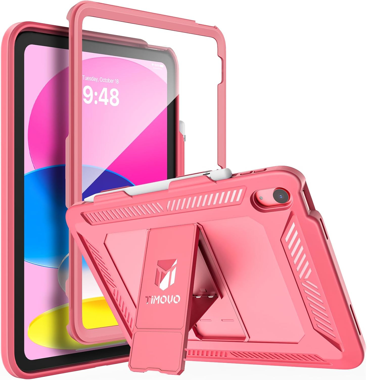 Rugged Case for Ipad A16 11Th Gen 11" & 10Th Gen 10.9", Melon Pink