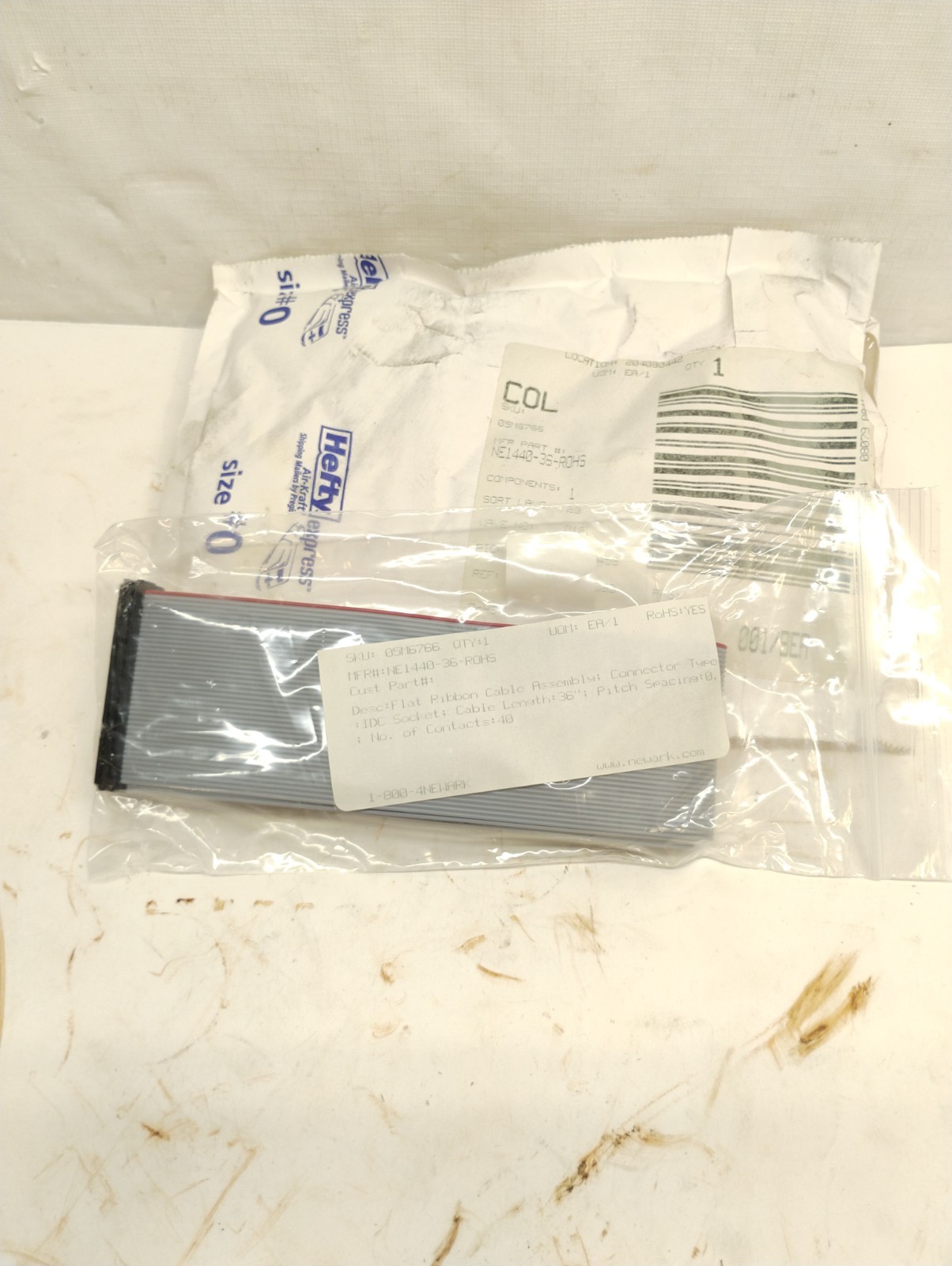 TE Connectivity NE1440-36-ROHS Ribbon Cable 40-Pin IDC to Free End 3ft NOS