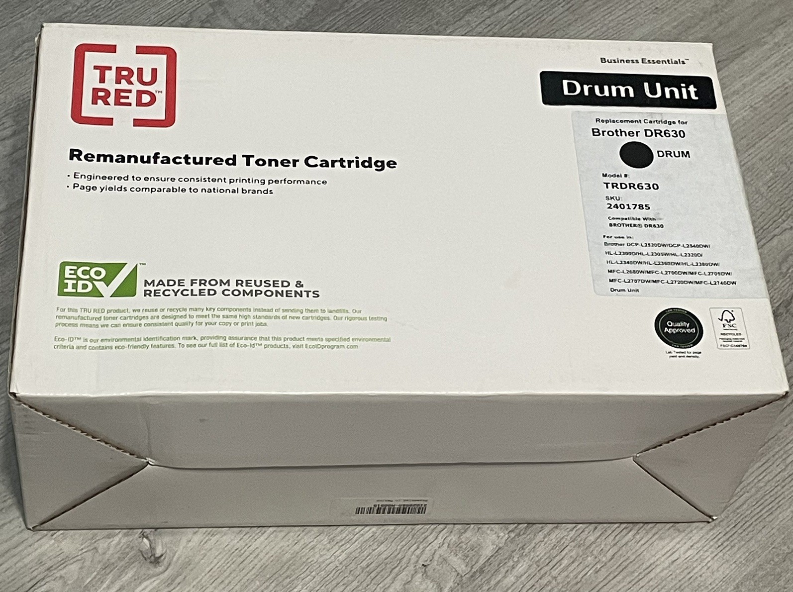 TRU RED Drum Unit for Brother DR630 DR-630 - New In Open Box - Sealed Inner