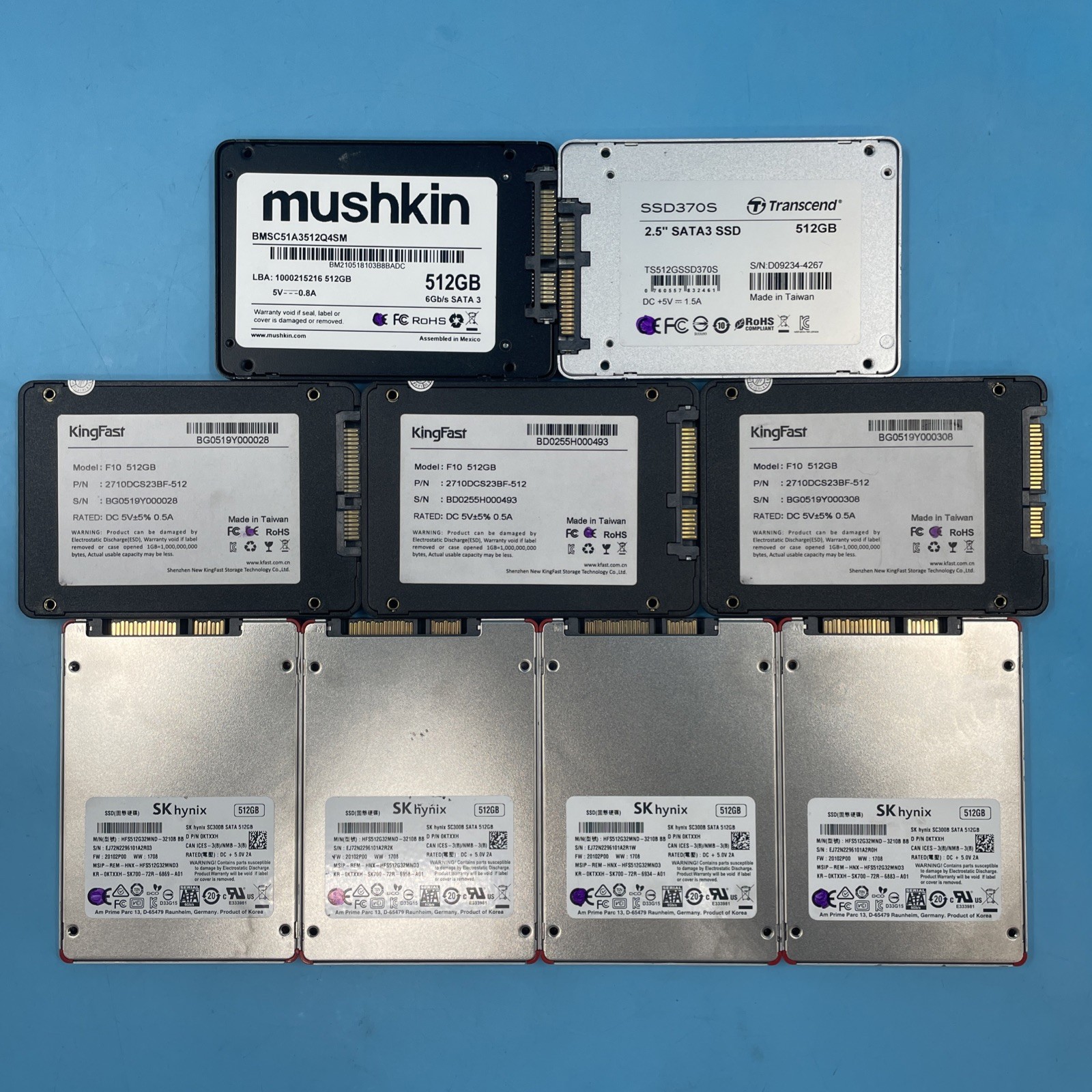 (LOT OF 9) *MIXED BRANDS* 512GB SSD 2.5" SATA Solid State Drives
