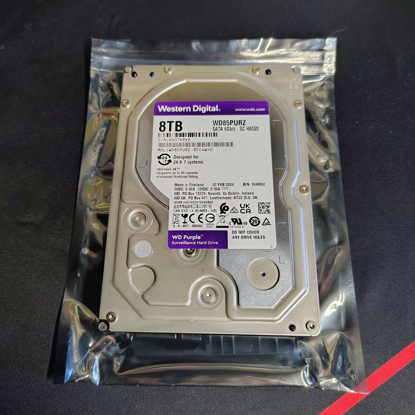 Western Digital WD Purple 8TB WD85PURZ 3.5" SATA III 5400RPM 256MB 24/7
