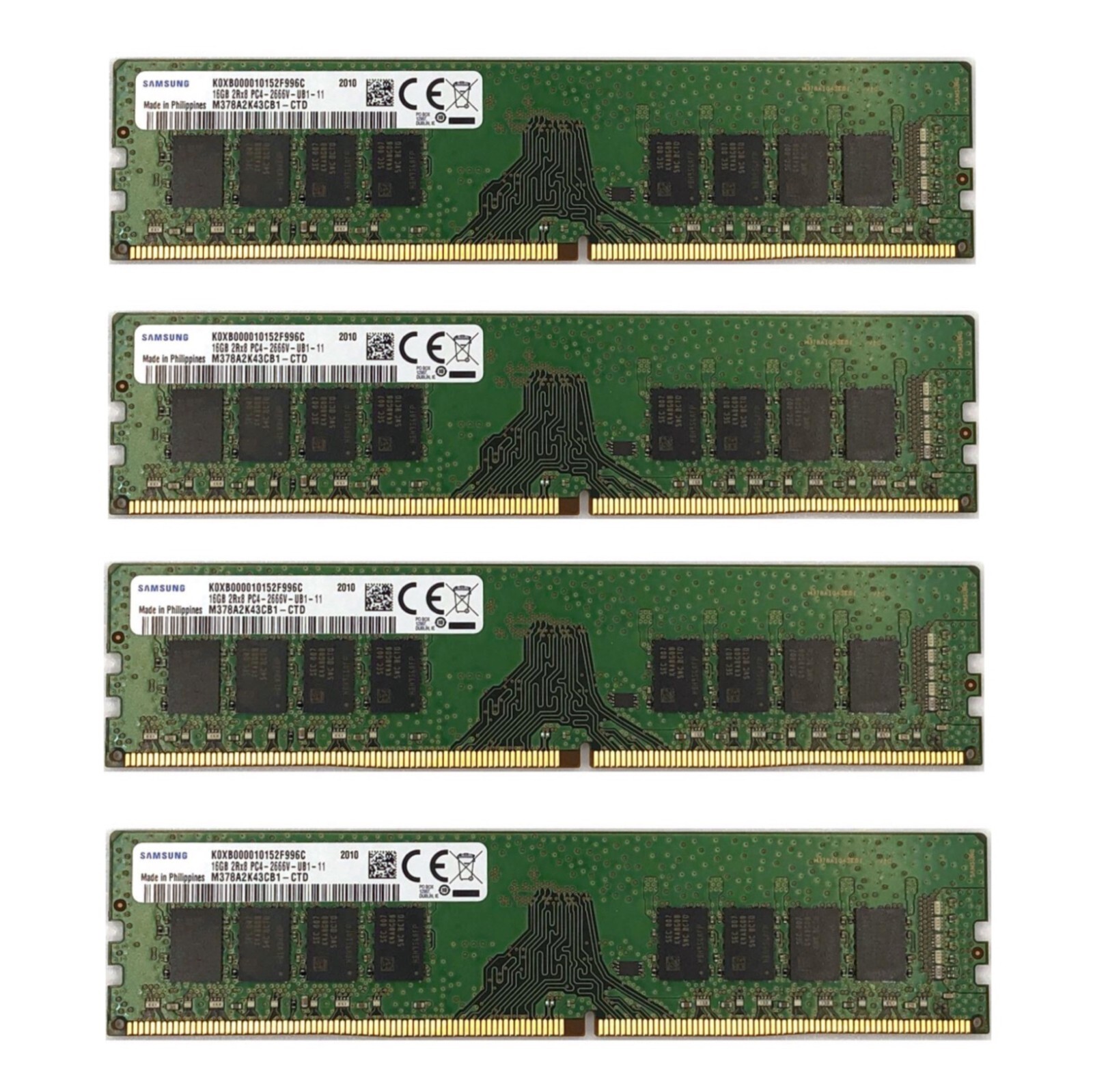 64GB (4X16GB ) Samsung DDR4 2666MHz PC4-21300 UDIMM Memory RAM M378A2K43CB1-CTD