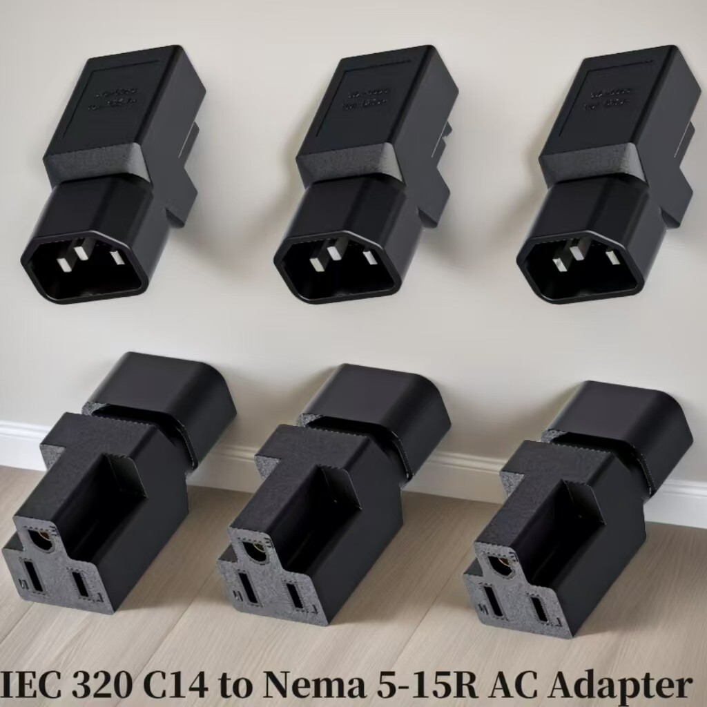 6-Pack IEC 320 C14 3Pole Male to Nema 5-15R USA 3Pole Female Power Adapters,