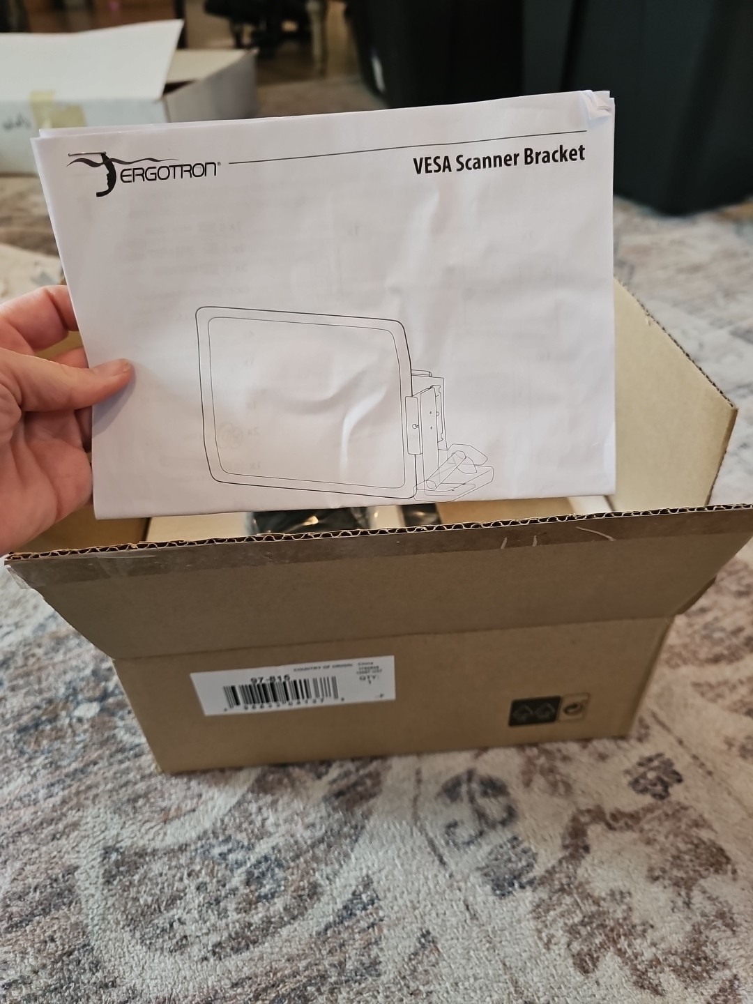 New 97-816 Ergotron scanner shelf, Vesa attach barcode scanner Bracket 