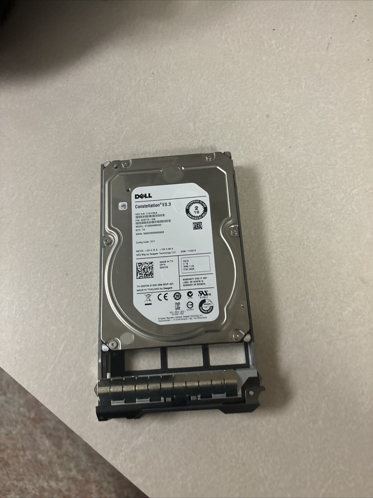 Dell 2TB Internal 7200RPM 3.5" (1P7DP) HDD With Caddy Bay