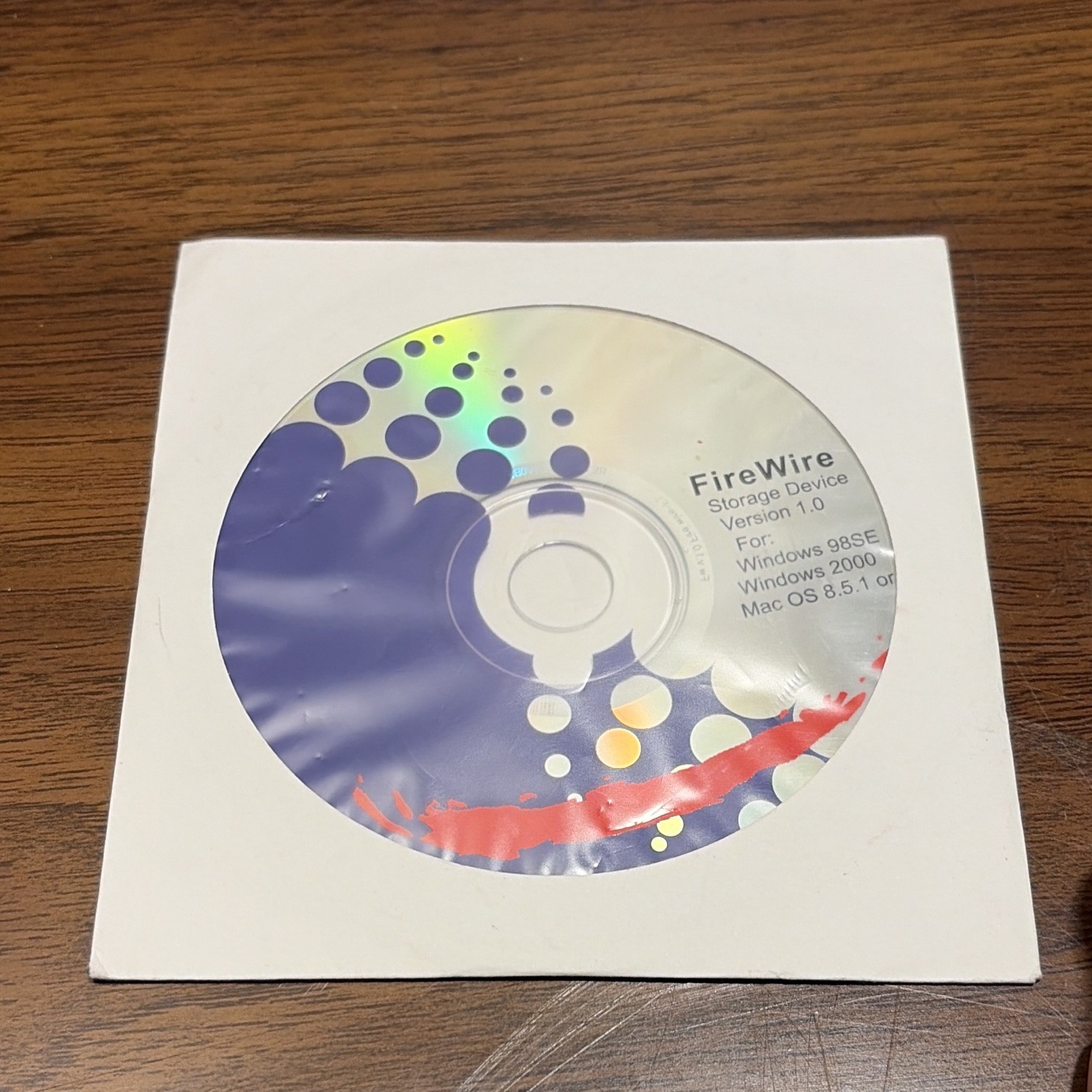 FireWire Storage Device Version 1.0 Driver CD for Win 98SE/2000 & Mac OS 8.5.1+