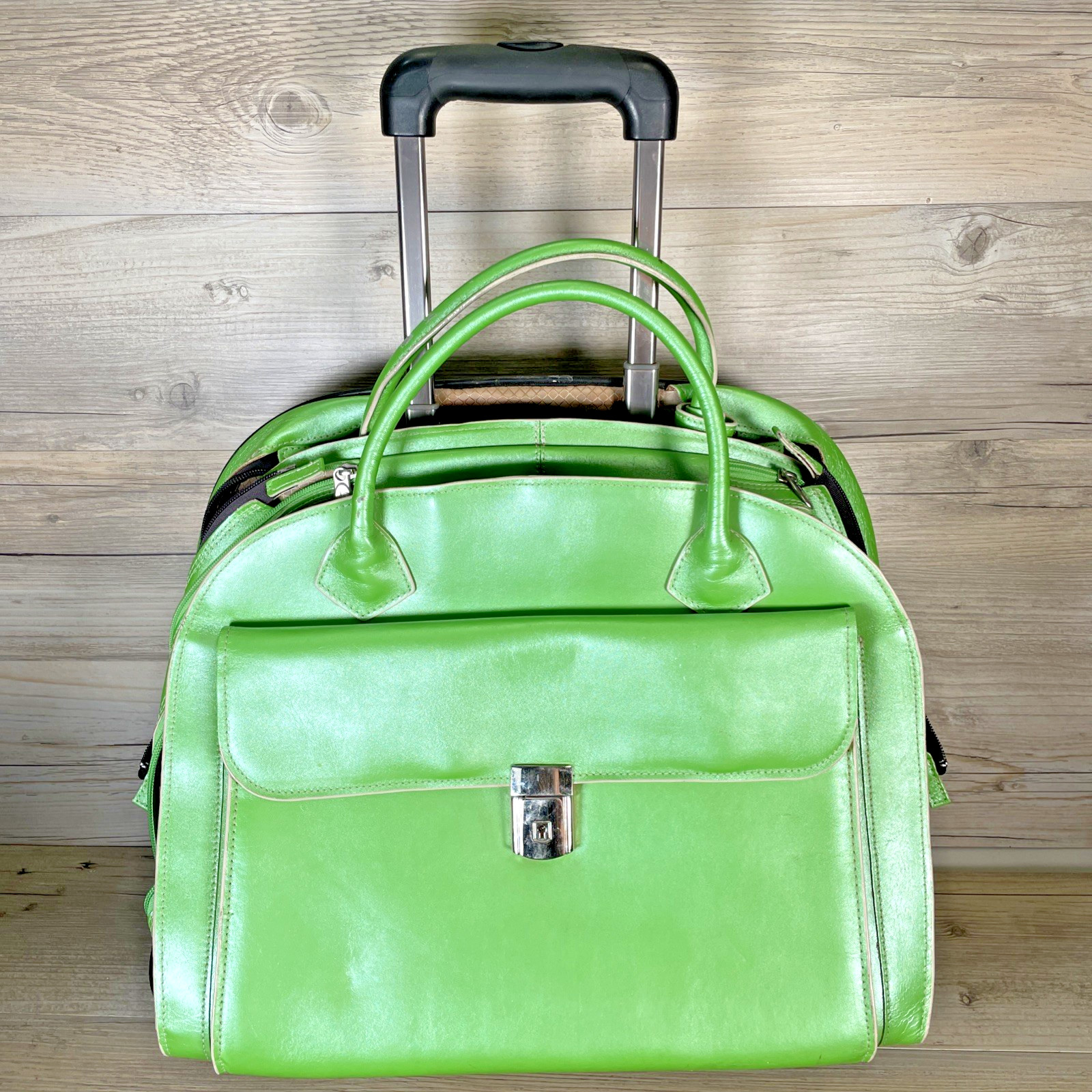 McKlein USA Glen Ellyn 15.4" Leather Wheeled Ladies Detachable Laptop Briefcase