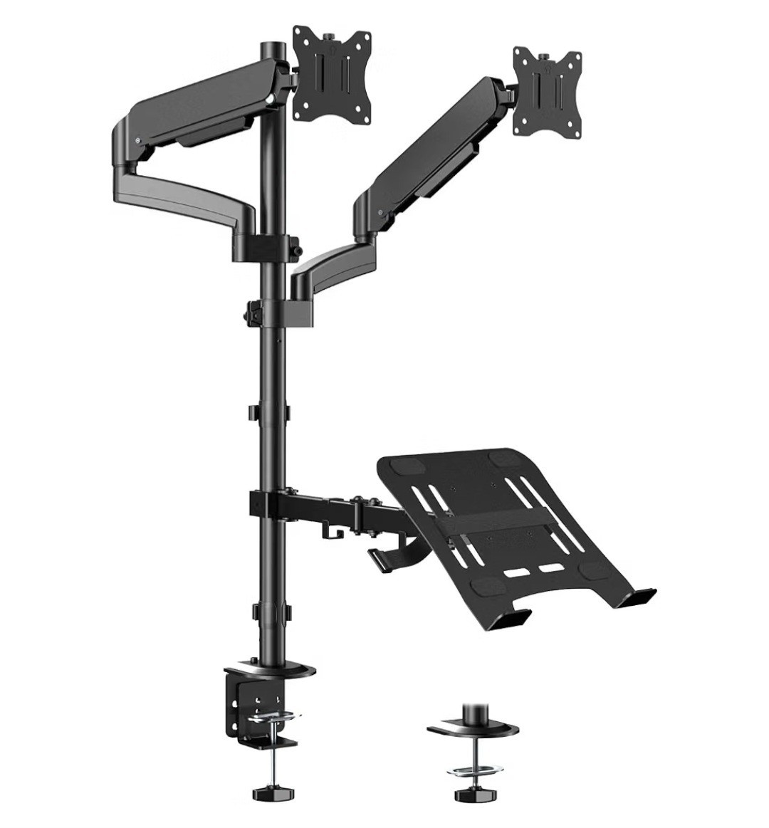 Dual Monitor and Laptop Desk Mount fits 17-32 Inch with Gas Spring Full Motion, 