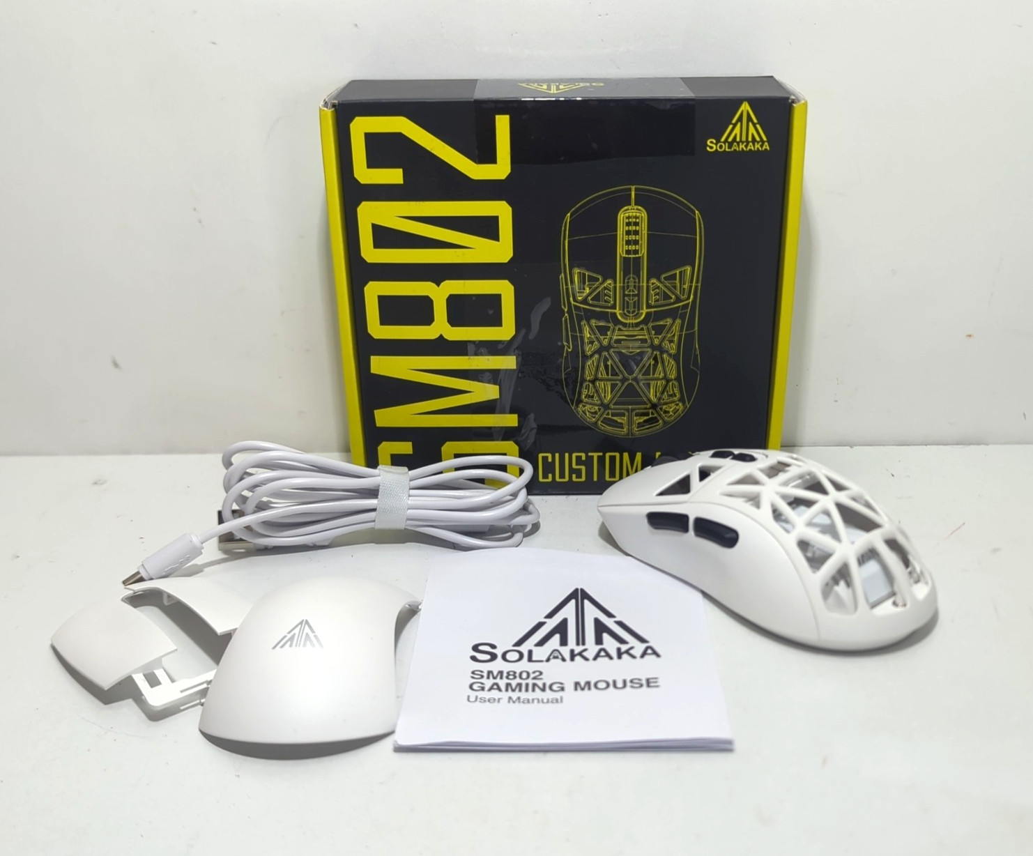 Solakaka SM802 Custom Tri-Mode Wireless Gaming Programmable Mouse New Open Box