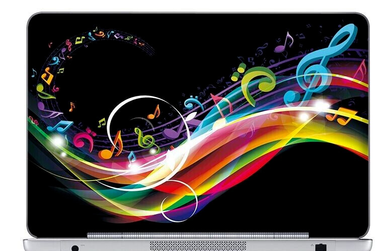 Meffort Inc Laptop/Tablet Sleeve 12"X9"X1" Rainbow Musical Notes Pre-Own    MF