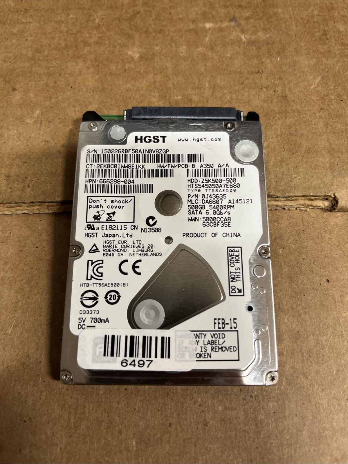 HGST HTS545050A7E680 Z5K500-500 500GB 2.5 Inch SATA Laptop Hard Drive B A350 A/A