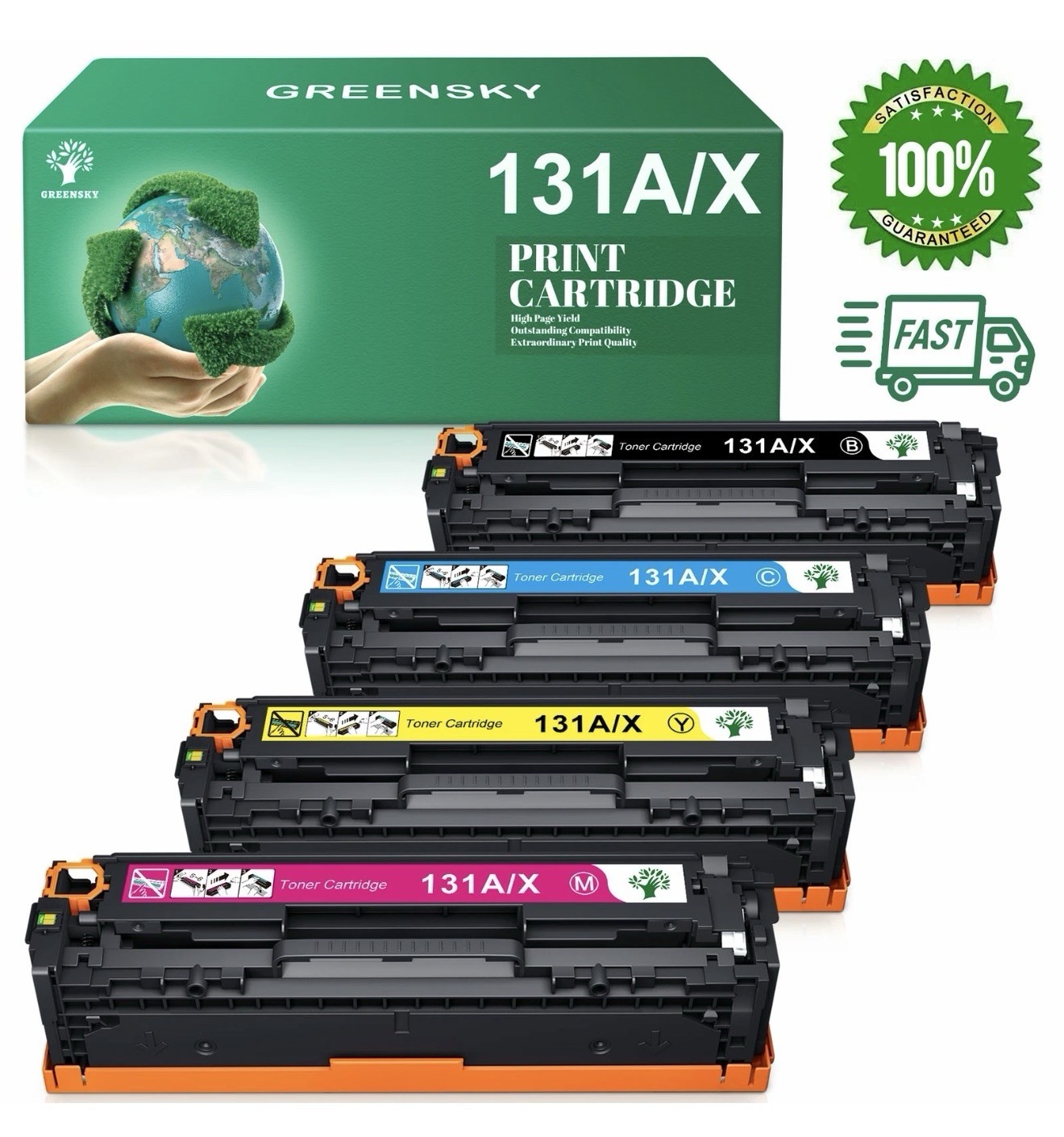 4PK High Yield CF210X - CF213A 131X Toner Set For HP Color Laserjet M251n M276nw