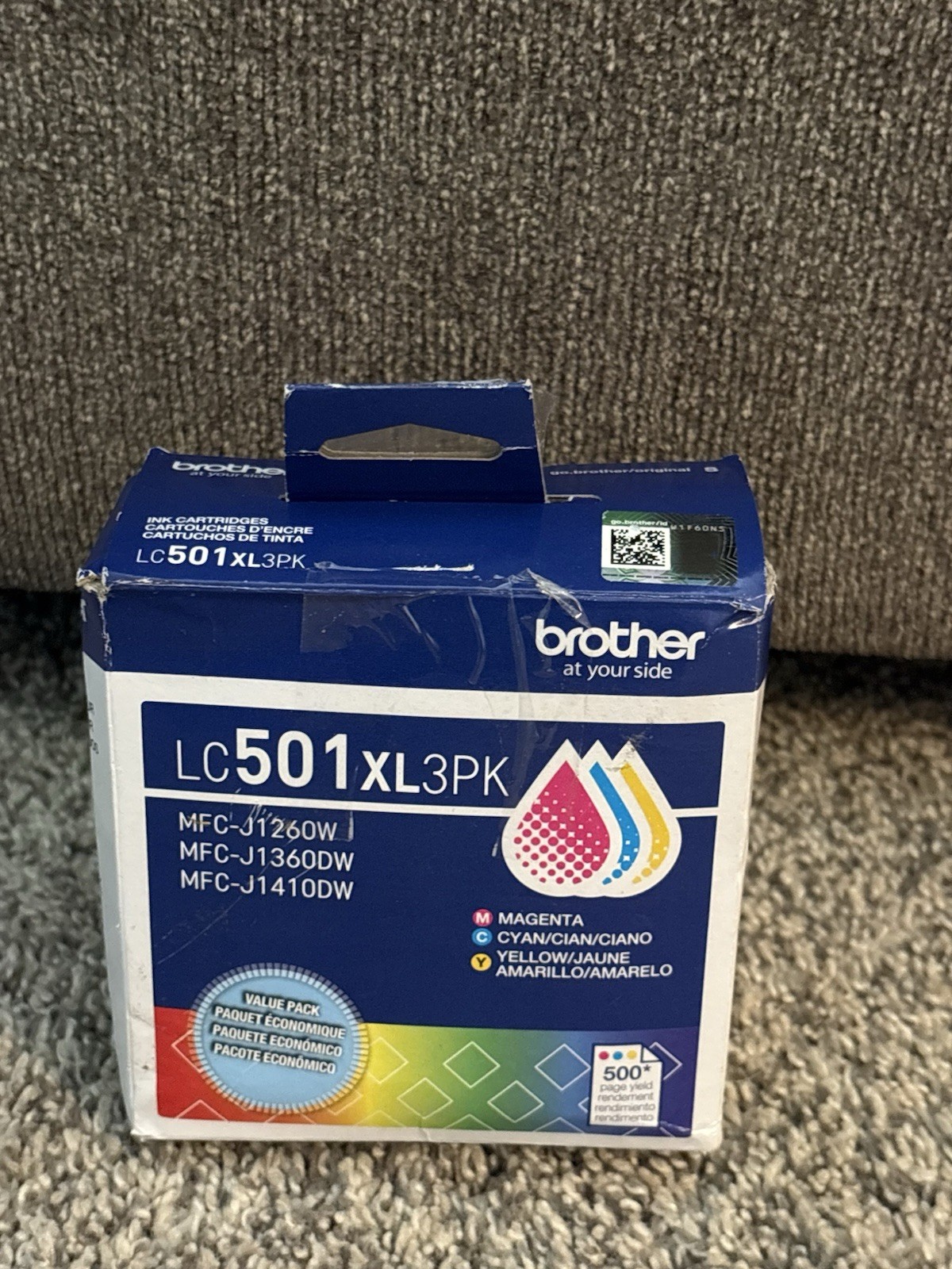 Brother LC501XL Genuine Ink Cartridge 3-Pack Cyan Magenta Yellow New Sealed