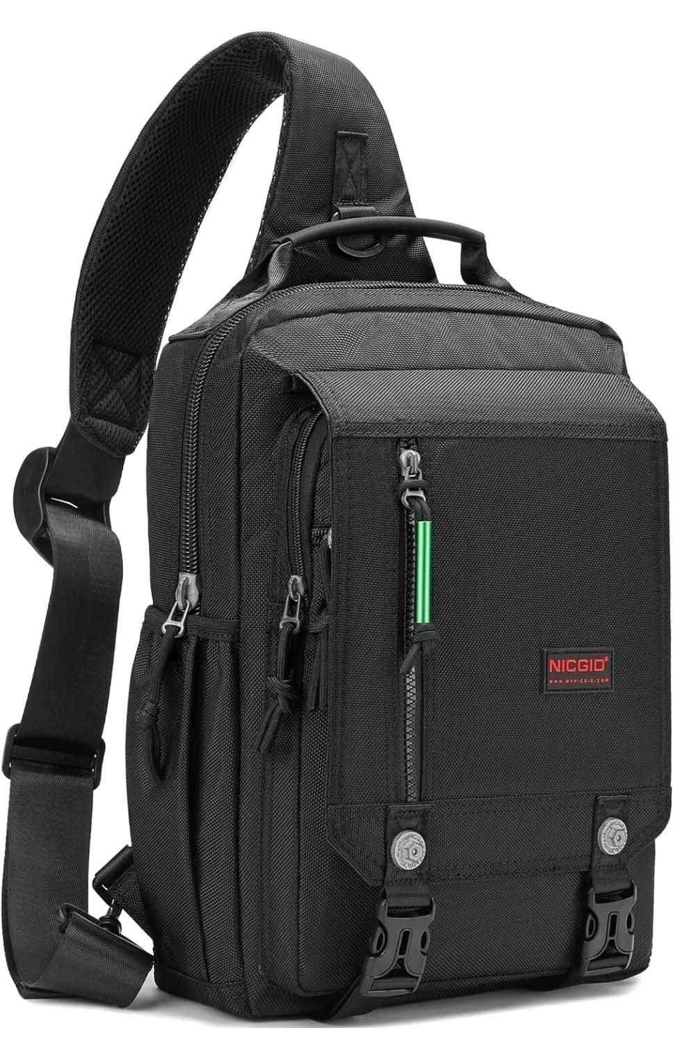 Black NICGID Sling Bag Chest Shoulder Backpack 13.3 Crossbody Messenger