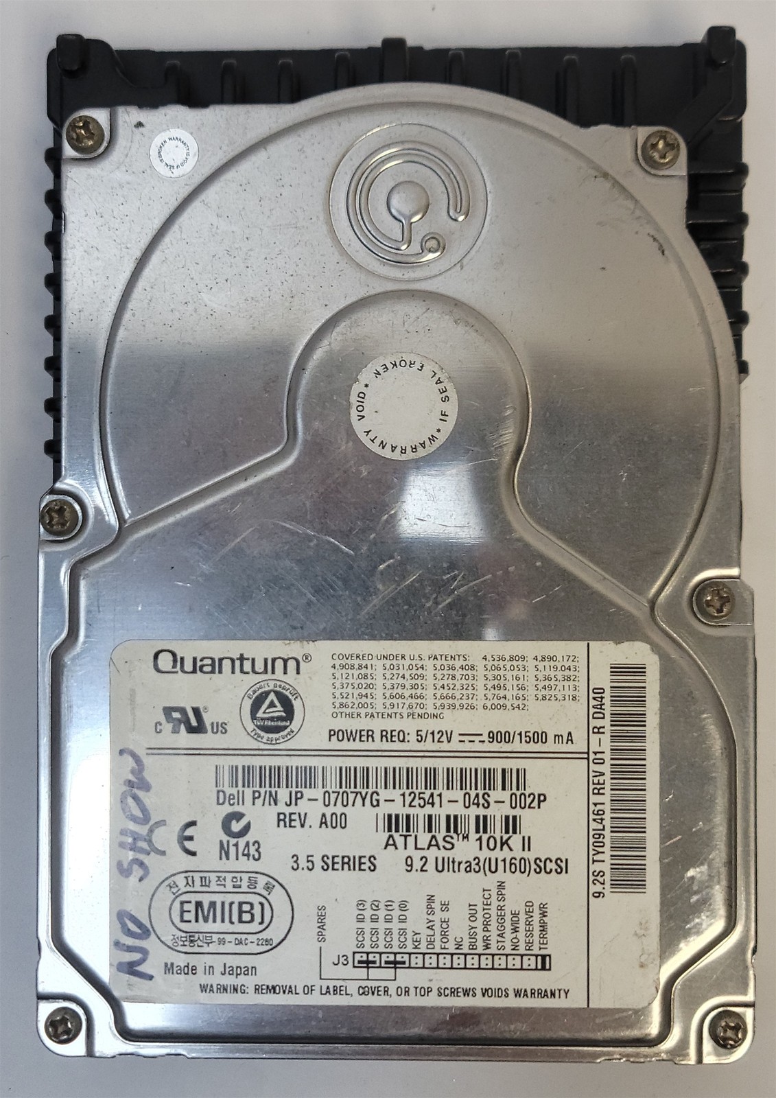 Quantum Atlas 10K II ATLAS10K2-TY092L HDD, 9 GB , Ultra3 SCSI - Tested w/pics