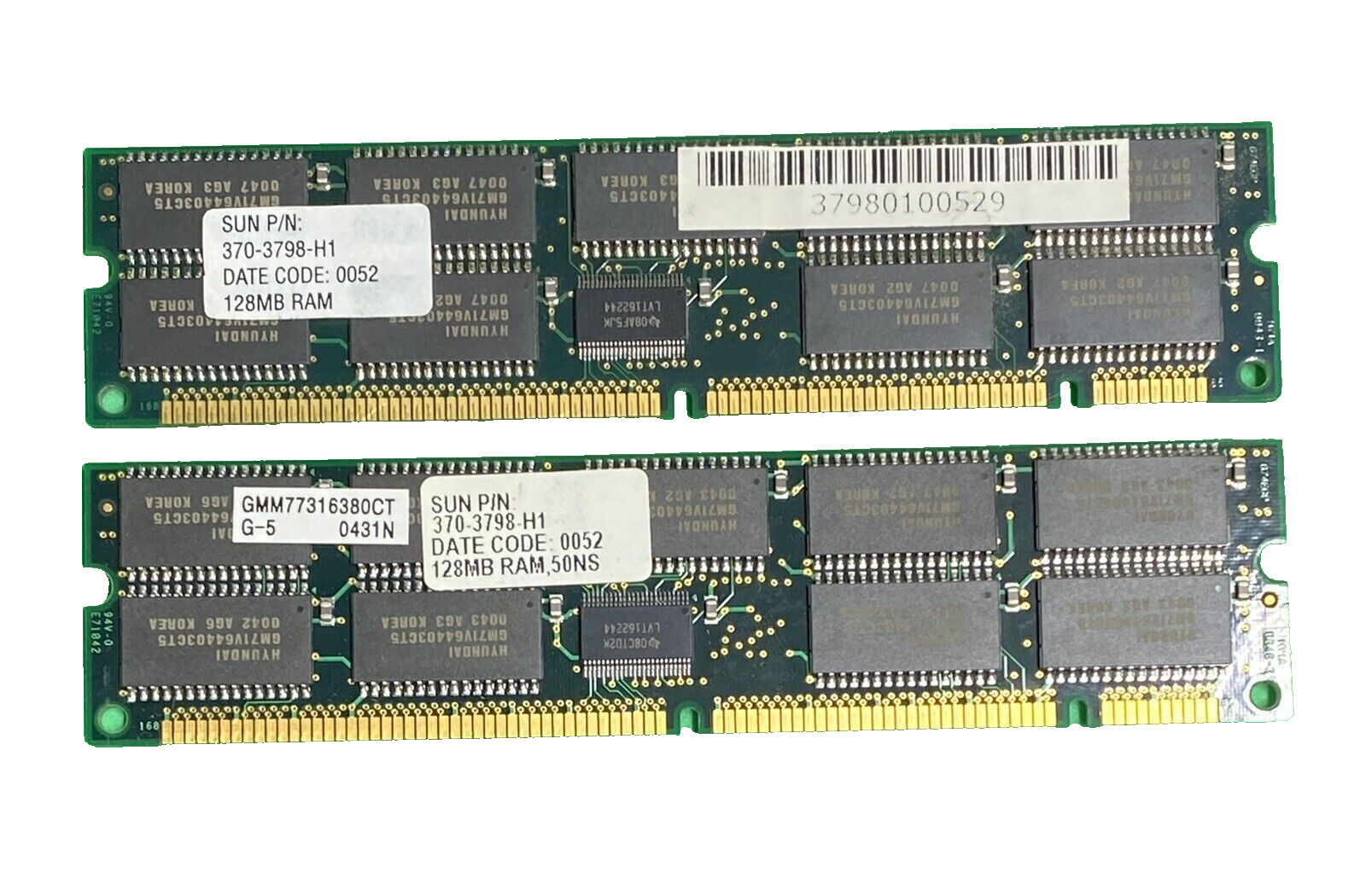 Sun X7038A 256MB Memory Kit (2x 370-3798 128MB 3.3V ECC 50ns DIMMs) TESTED / SUN