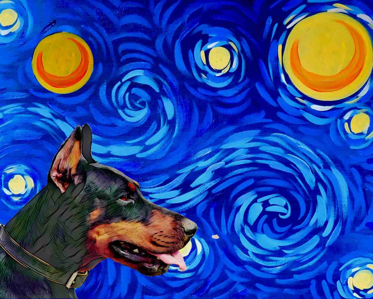 Starry Night Yorkie Puppy Dog Cute Fantasy Art Mouse Pad  7 x 9 Mousepad