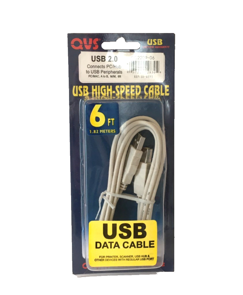 QVS USB 2.0 Premium High Speed Data Cable For Printer Scanner Digicams Mouse Etc