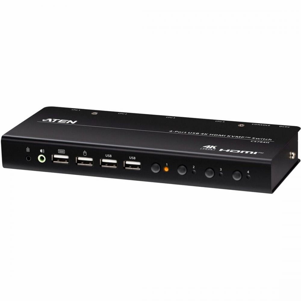ATEN 4-Port USB 4K HDMI KVMP Switch [Cables Included] (cs784h)