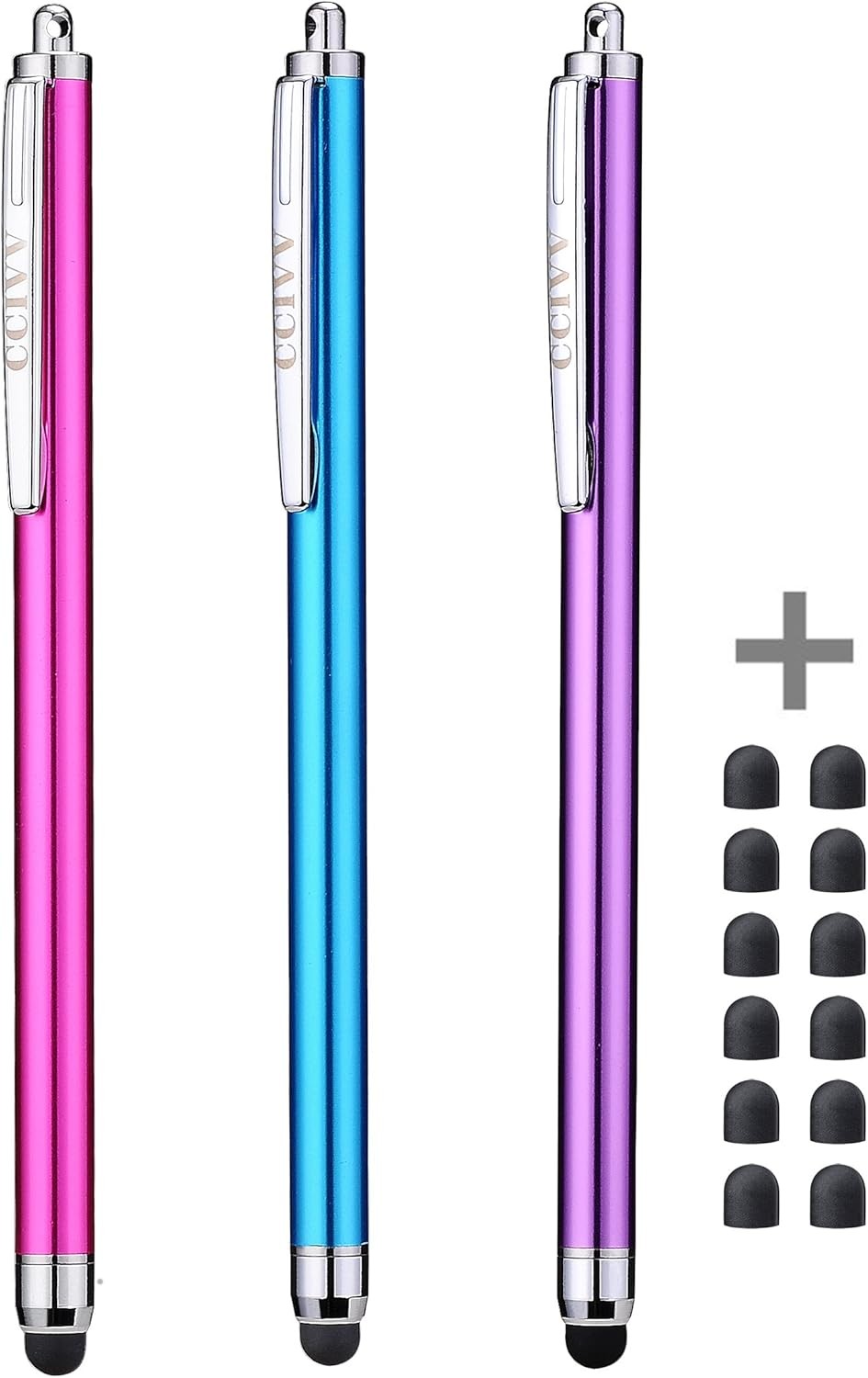 Stylus Pens for Touch Screens iPad iPhone Kindle 3 Pcs, Pink/Purple/AquaBlue 