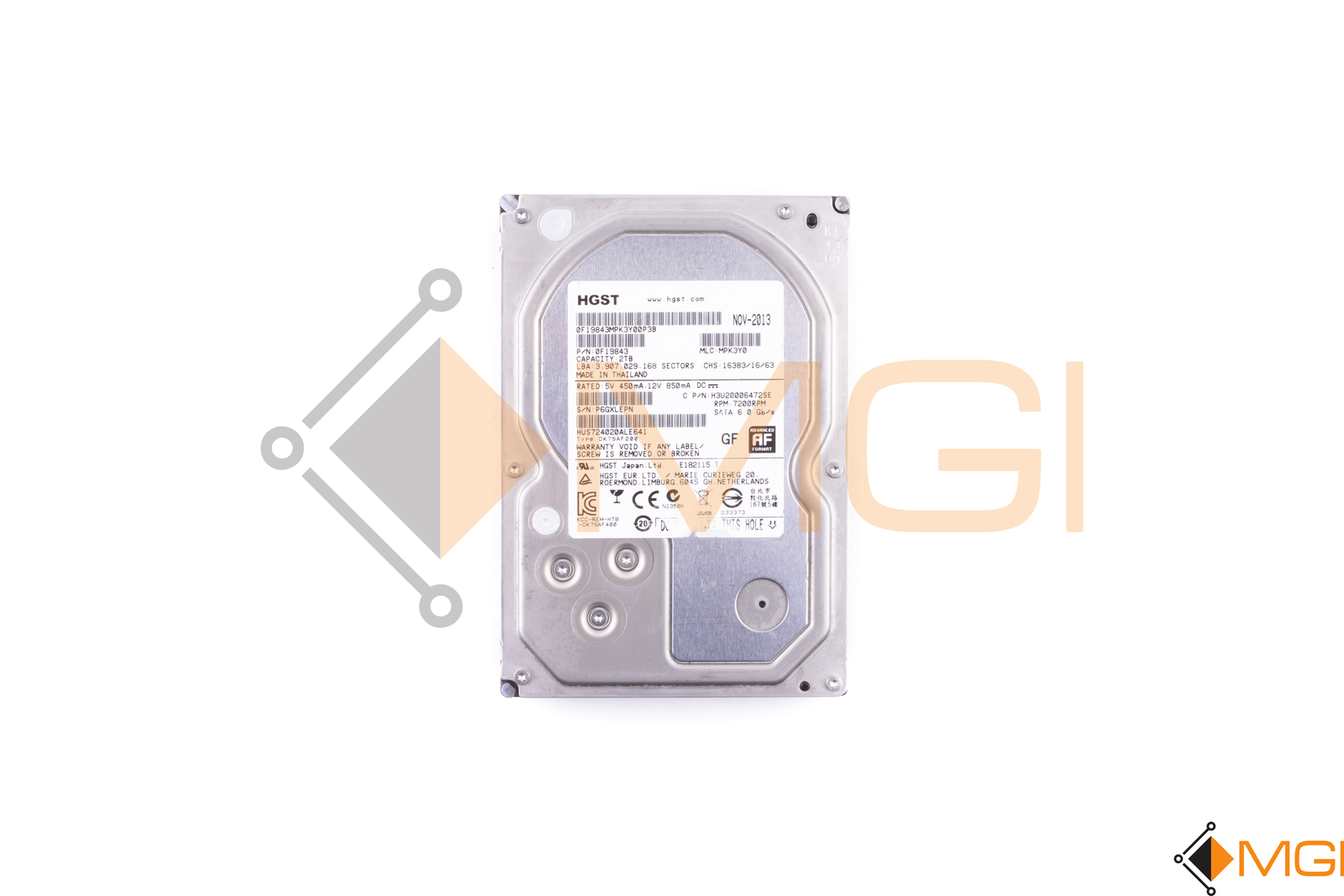 HITACHI 2TB SATA 3.5" 7.2K RPM HDD // 0F19843 // 