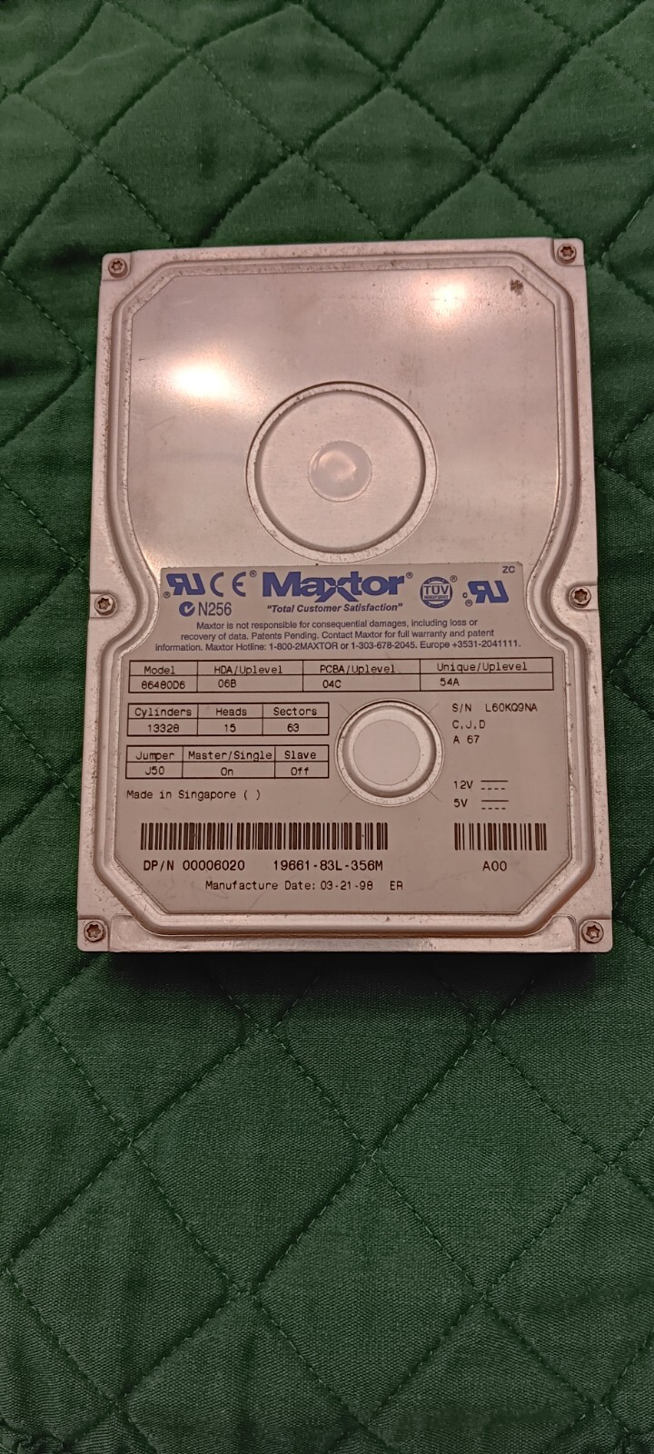 86480D6  Maxtor 6.4GB 5200RPM EIDE Ultra-ATA/33 Hard Drive PLEASE READ DESCR.