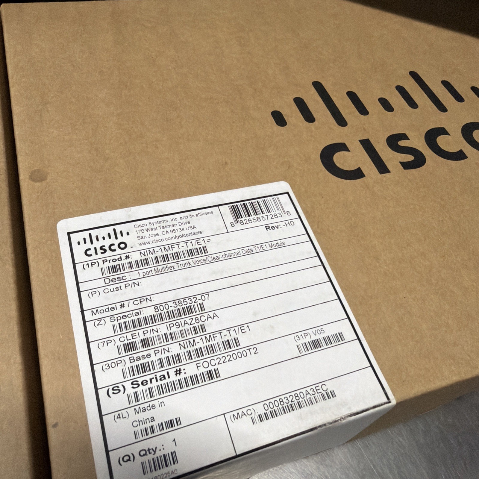 Cisco NIM-1MFT-T1/E1= 1-Port T1/E1 Voice Data Network Module NEW SEALED