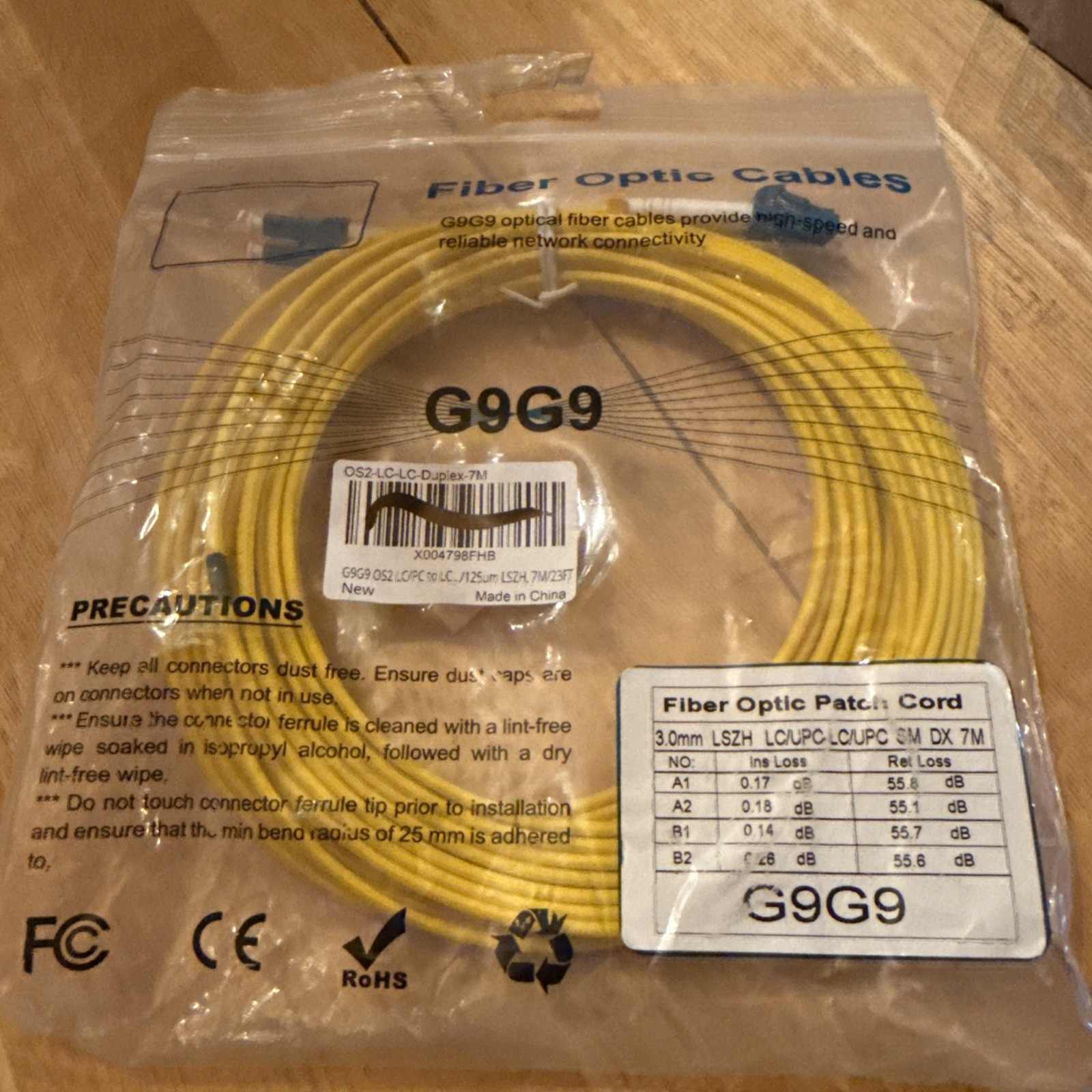 Fiber Optic Patch Cord Cables LC-ST SM-DX- 3.0-3M-LSZH 23ft NEW Yellow G9G9