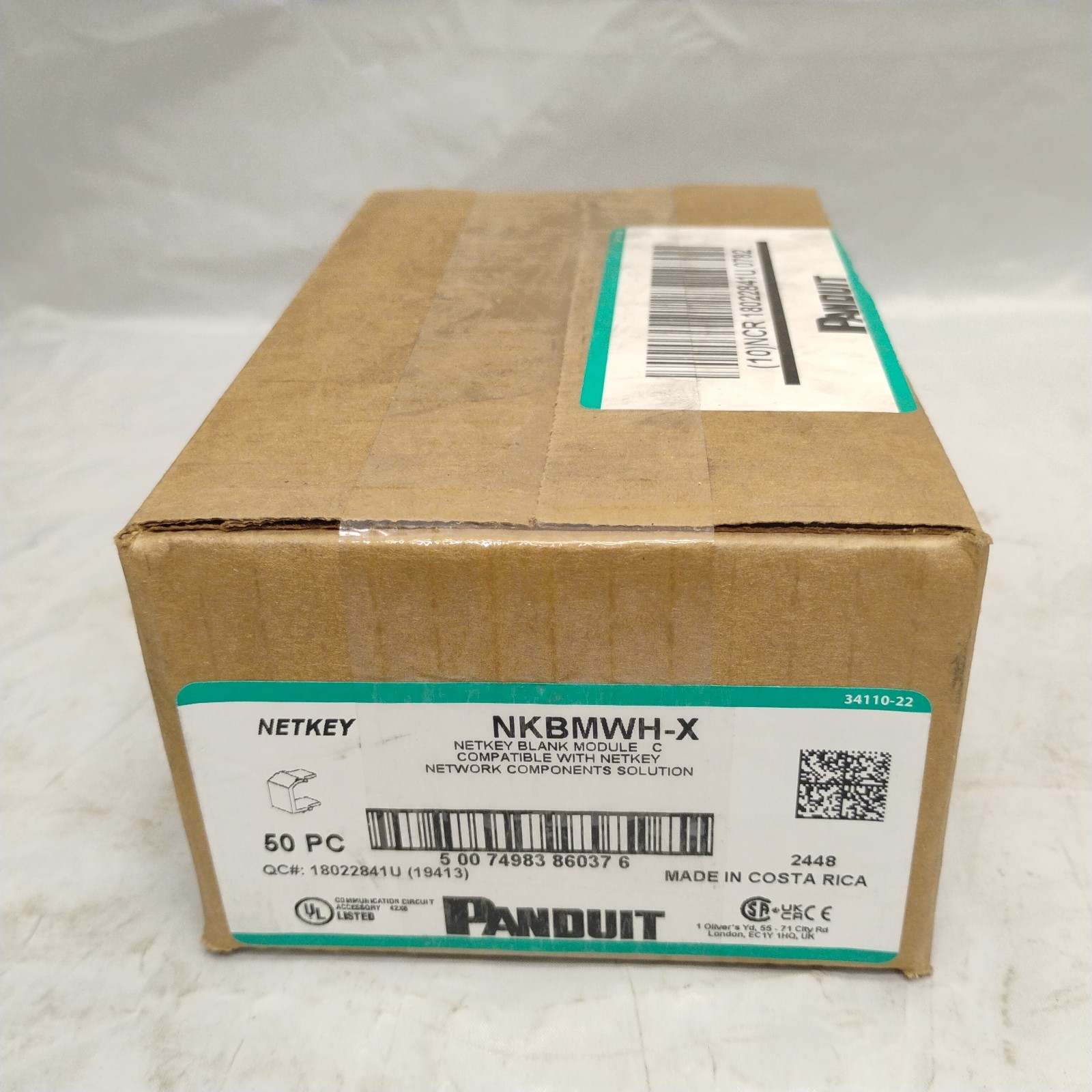 Panduit NetKey NKBMWH-X Blank Keystone Module – 50 Pack (White)