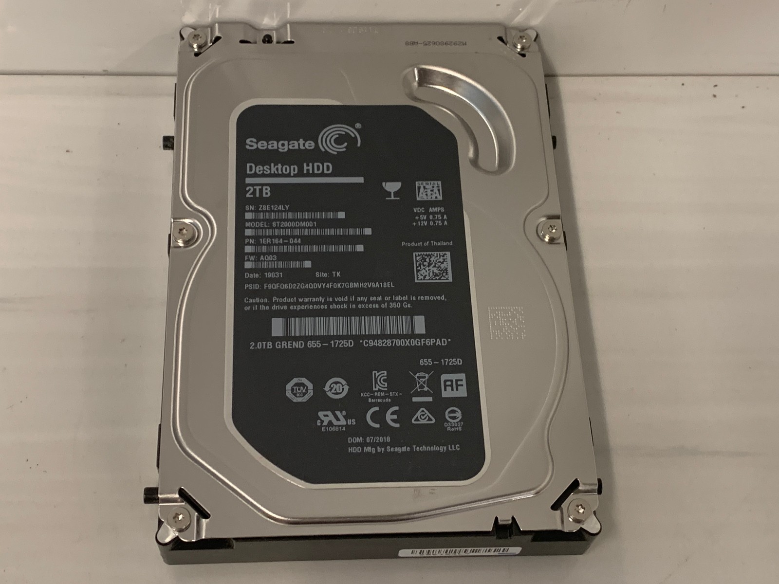 Apple iMac 27" A1419 2TB 3.5" SATA HDD Seagate ST2000DM001 655-1725D 7200RPM