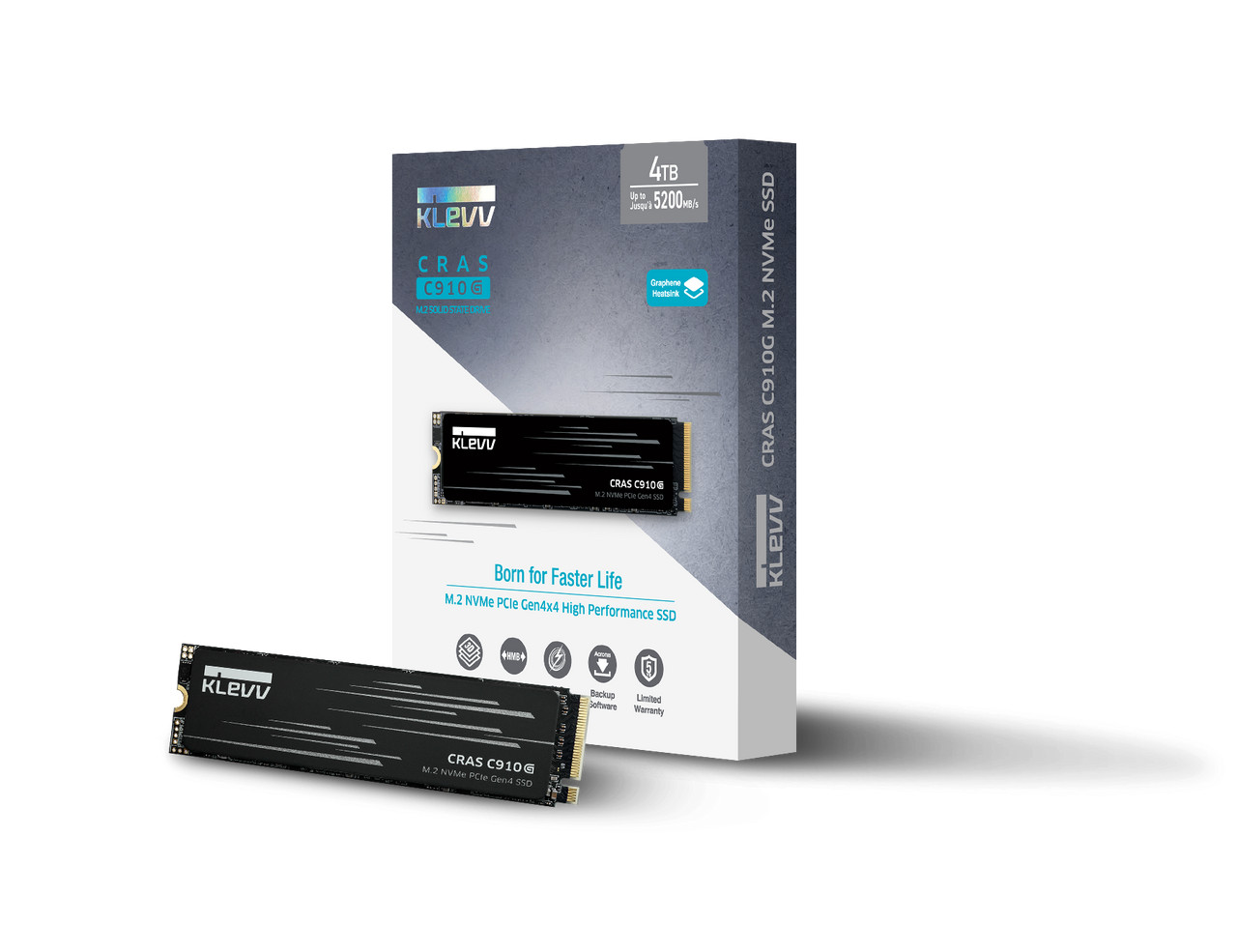 4TB KLEVV CRAS C910G M.2 SSD4TB/M.2 2280/Gen4x4/Read 5200MB/s Write