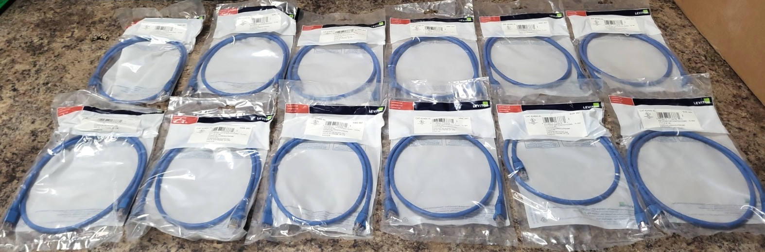 Lot of 12 Leviton Extreme CAT 6 SLIMLINE 3FT PATCH CORD CAT 62460-3L