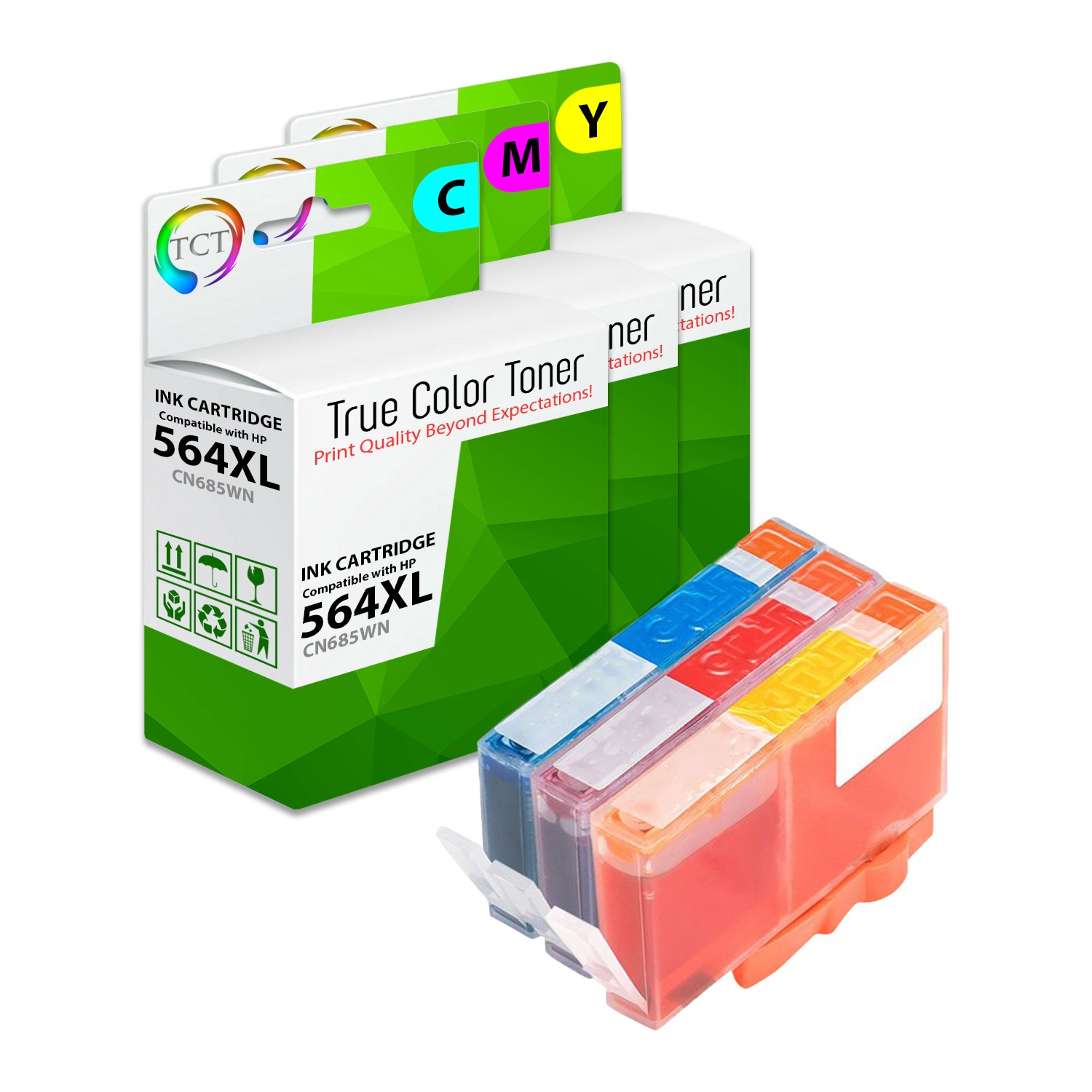 3Pk TCT Compatible 564XL HY Combo Cyan Magenta Yellow For HP 7520 7510 6510 6520