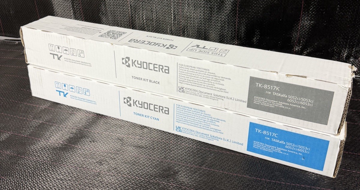 2pc Lot Genuine Kyocera TK-8517 Toner Cartridges NEW SEALED Black & Cyan ShpFast