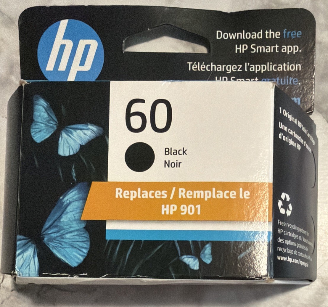 Genuine HP 60 Black Ink Cartridge CC640WN EXP 6/2026 NEW SEALED