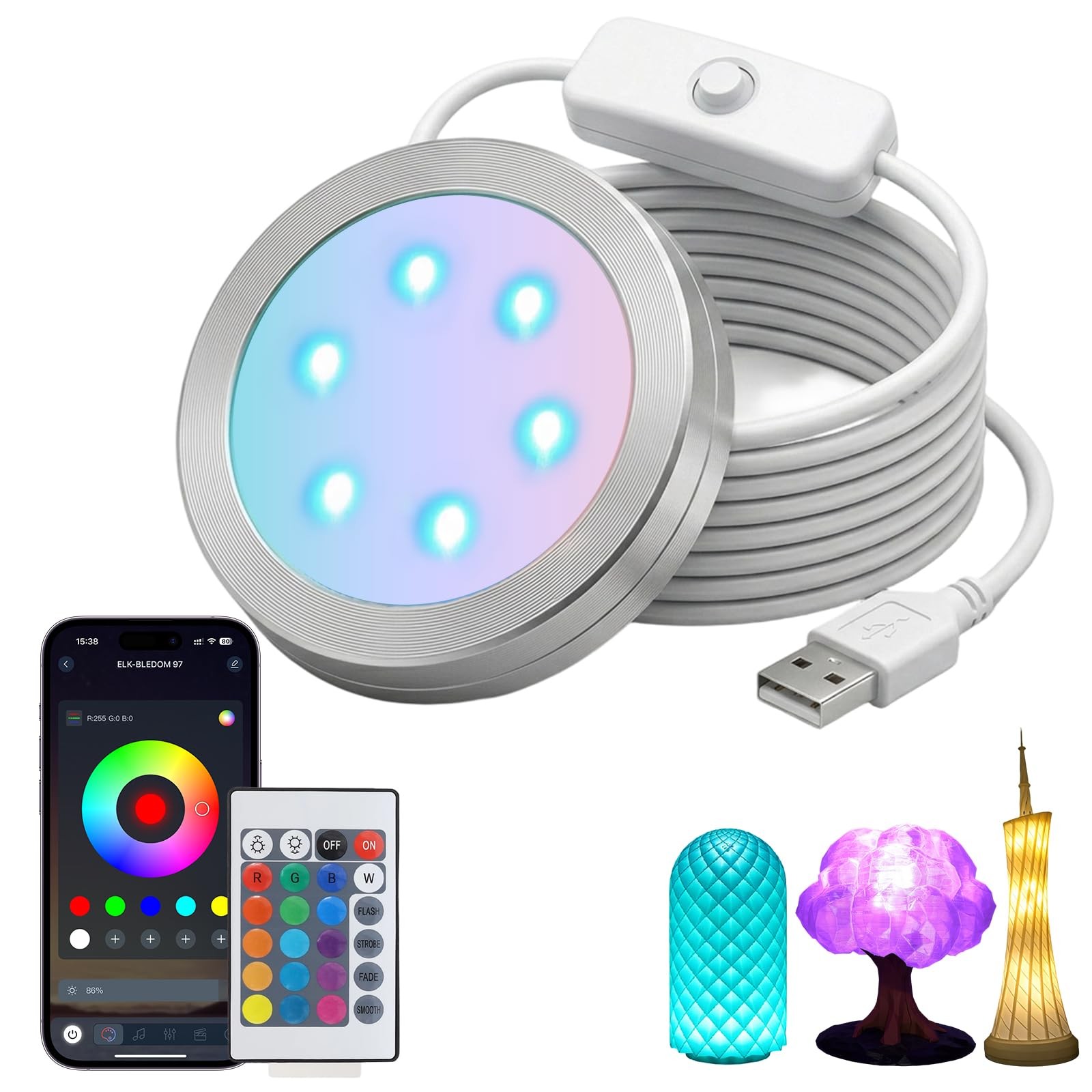 1PCS RGB LED Lamp Kit 001 for Bambu Lab MH001, APP and IR Remote Control
