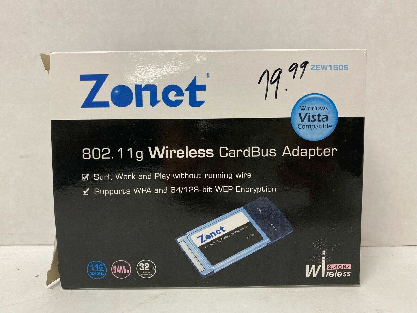 Zonet ZEW1505 Wireless CardBus Adapter 802.11g 54Mbps 2.4Hz 32-bit