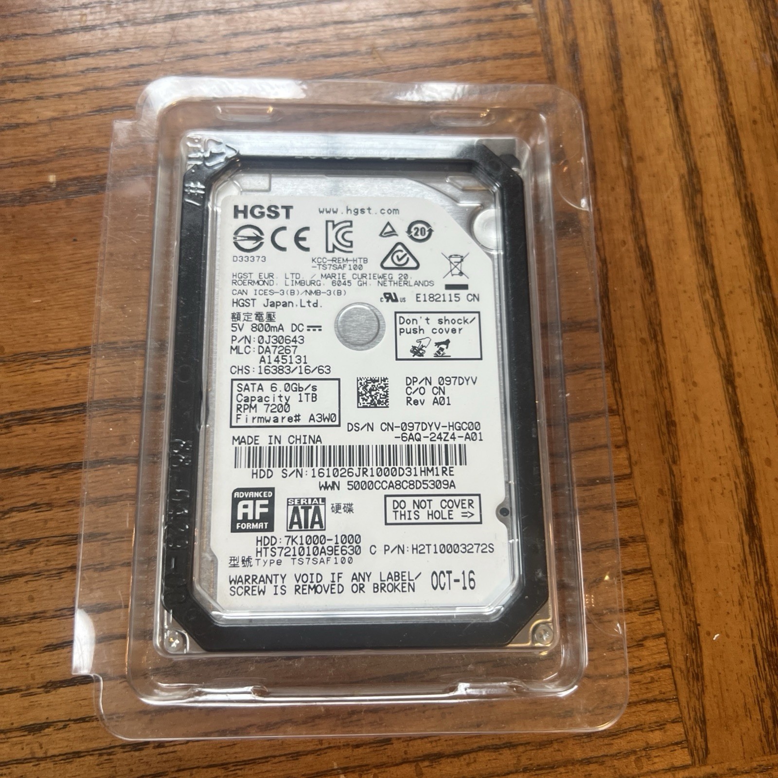 NEW Genuine HGST 1TB 7200PRM 2.5" 6Gb/s SATA HDD Hard Disk Drive HTS721010A9E630